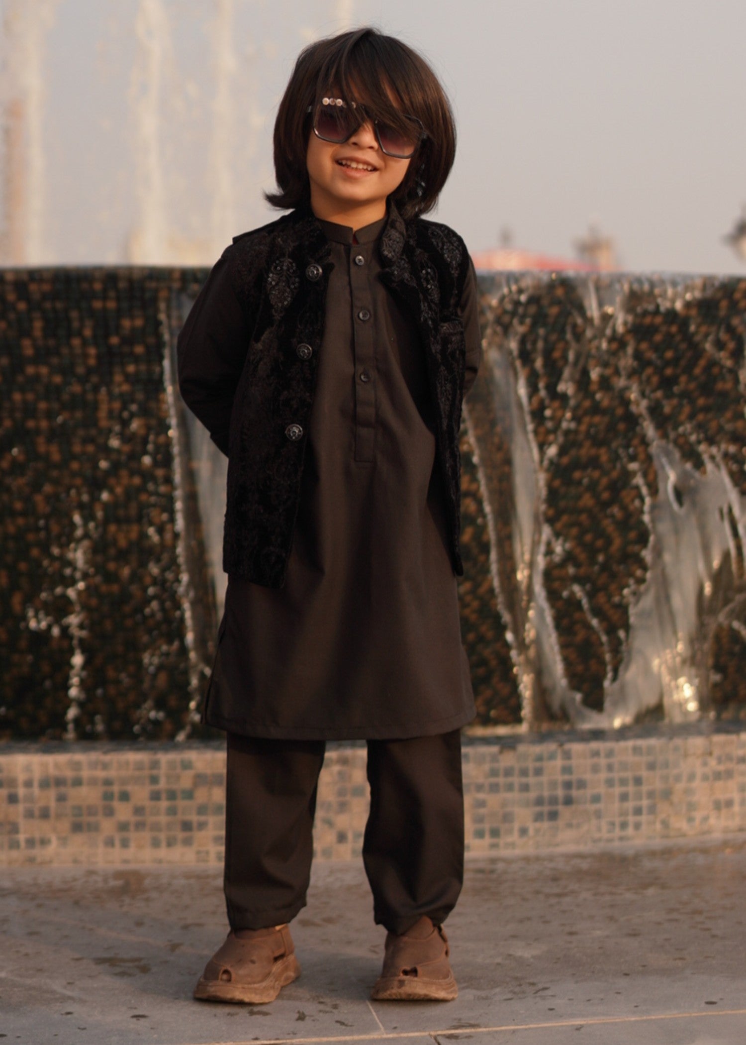 velvet Waistcoat in Black