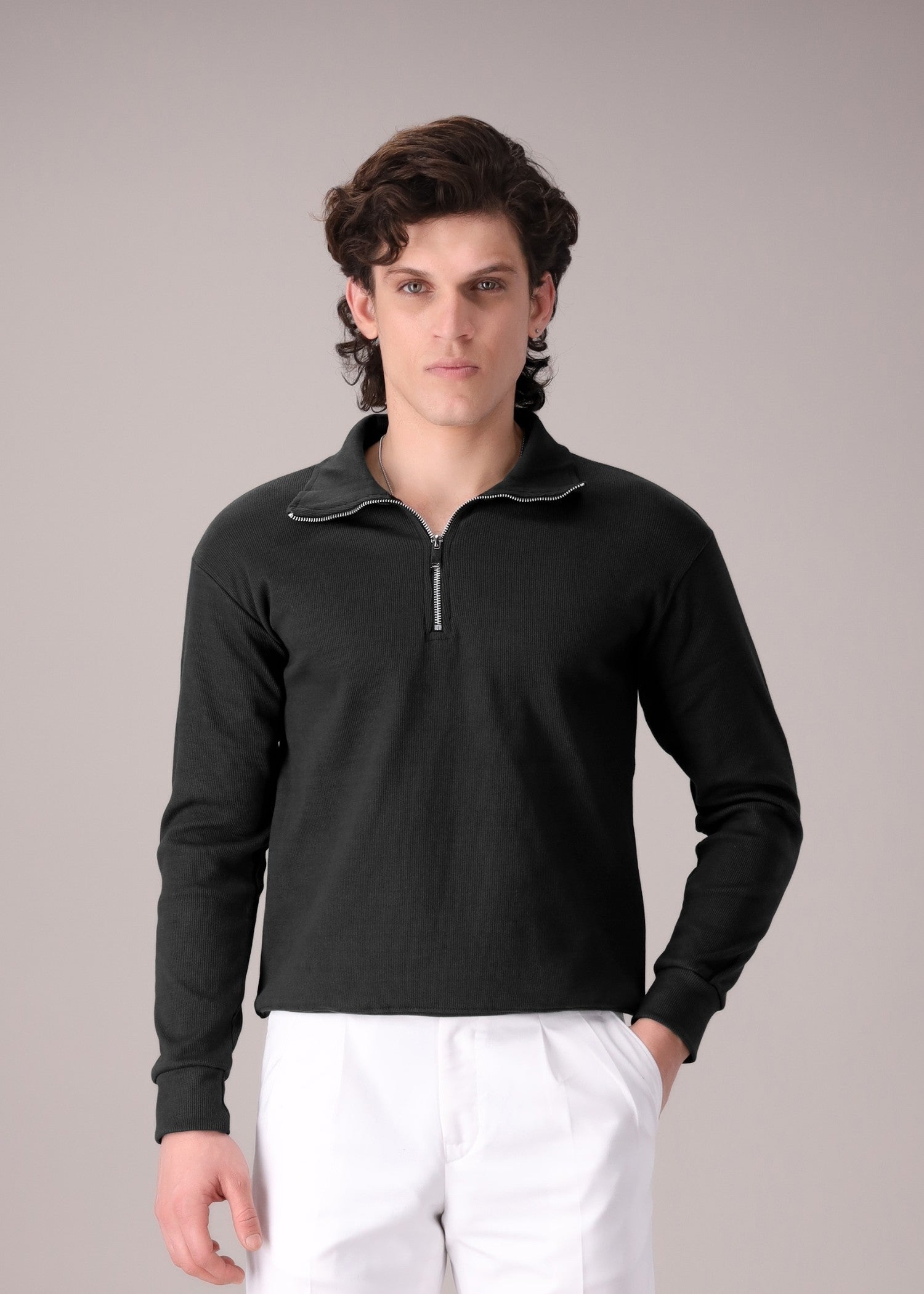 cotton Polo Shirt in Black by Omh