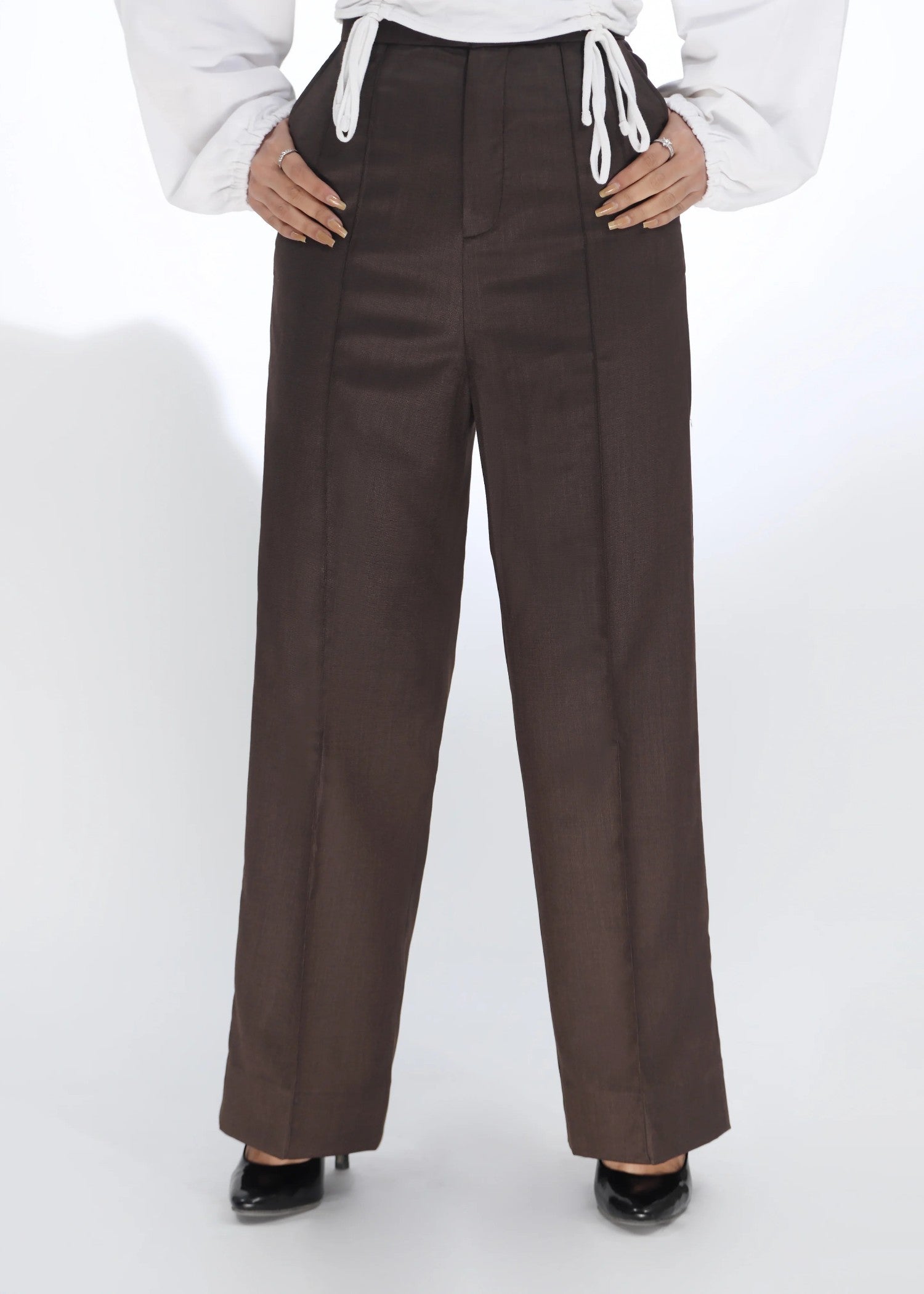 polycotton Pants in Chocolate brown