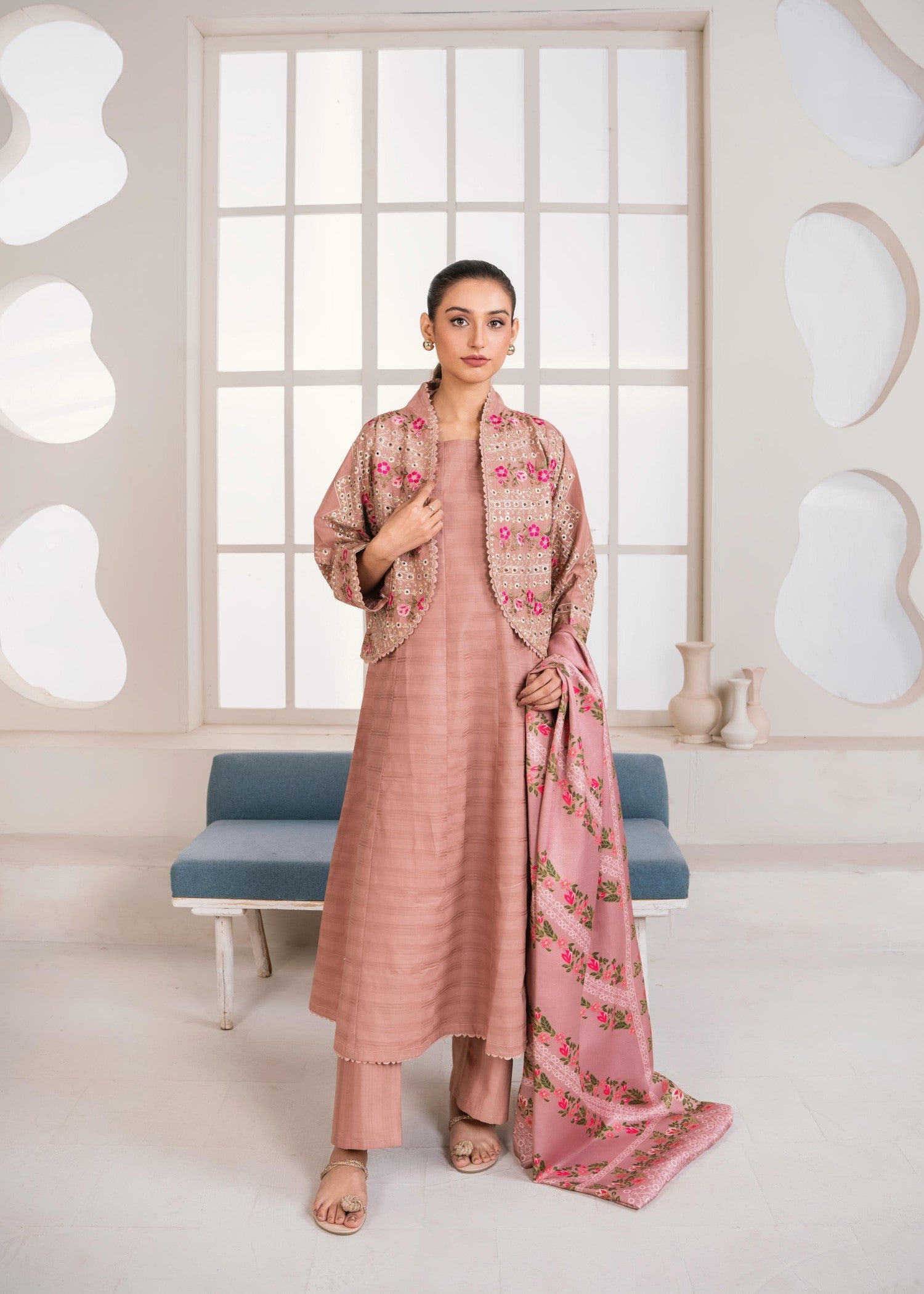 cotton Pishwas in Rose pink
