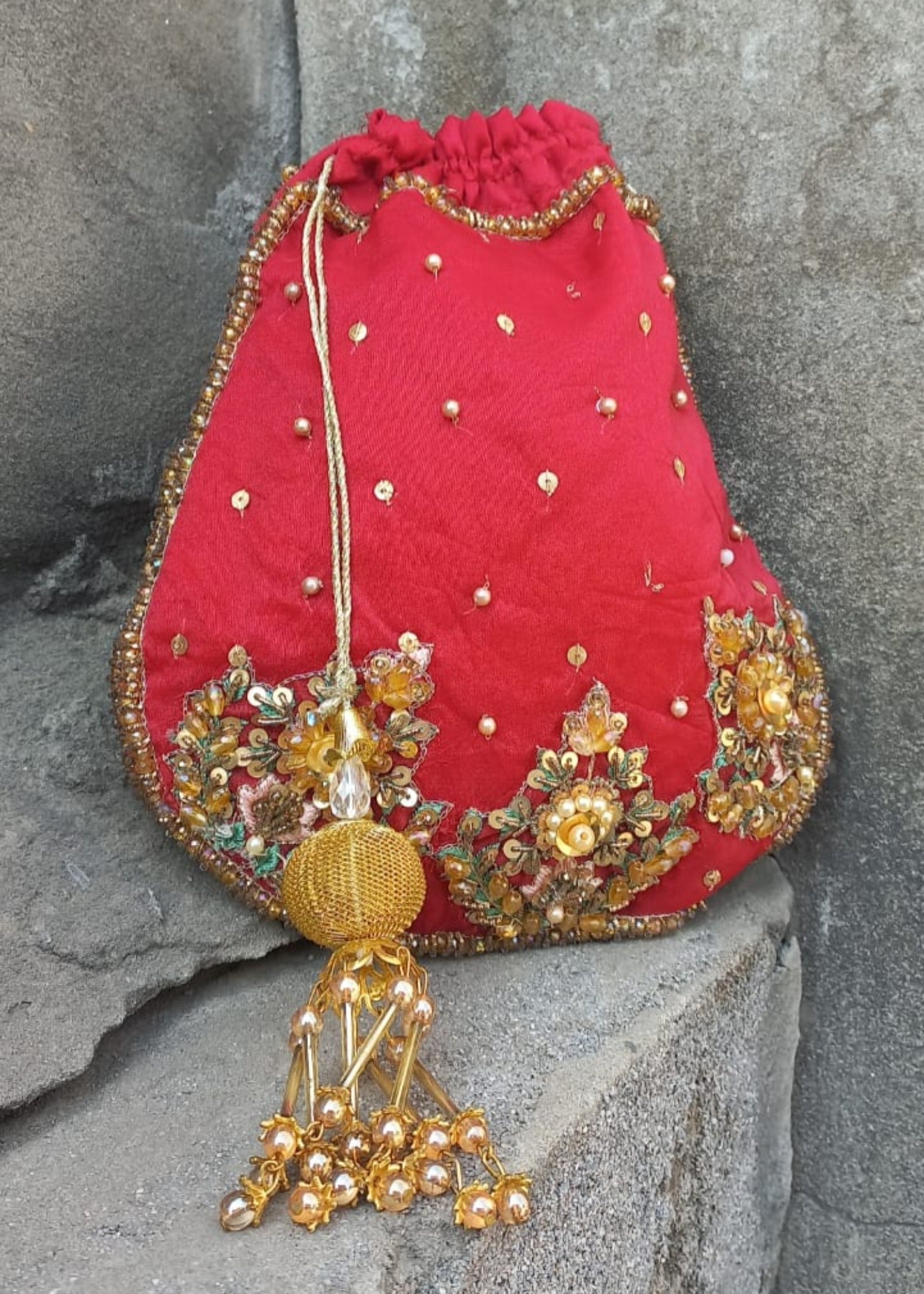 Potli Bag in Crimson Color by - Trendy Women Potli Bag KFP3625