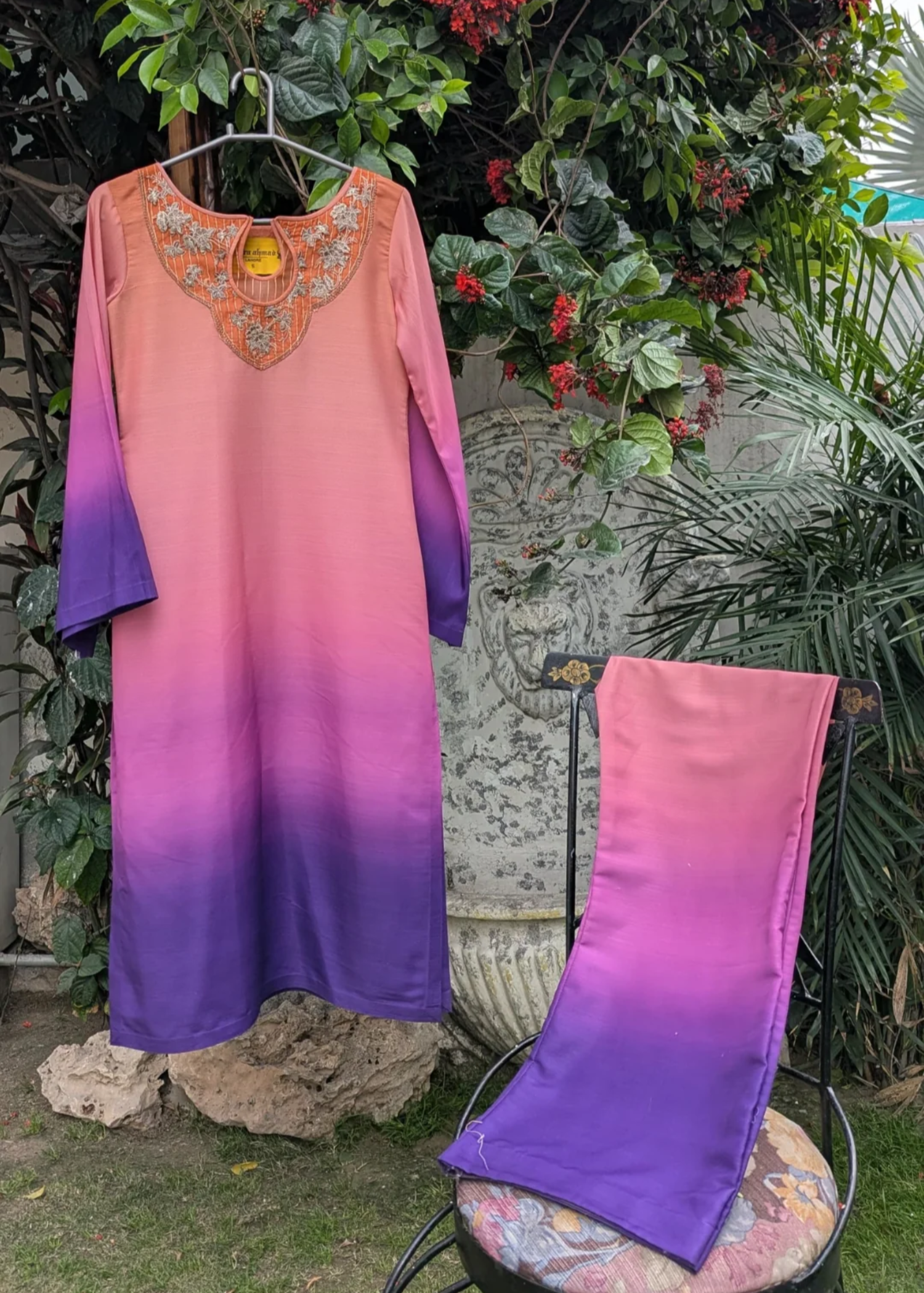 raw silk Kurta Set in Multi