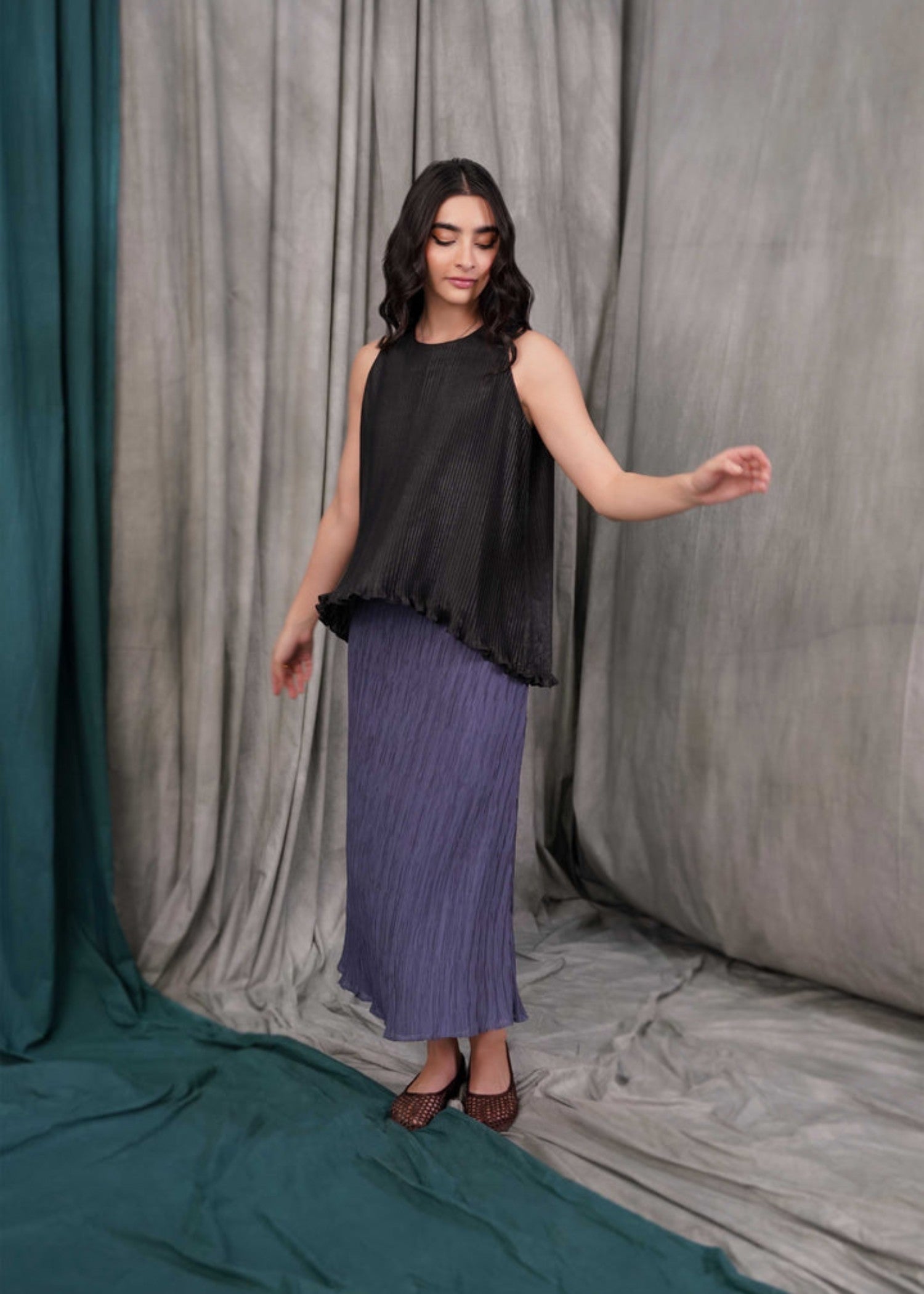 polycotton Top in Black