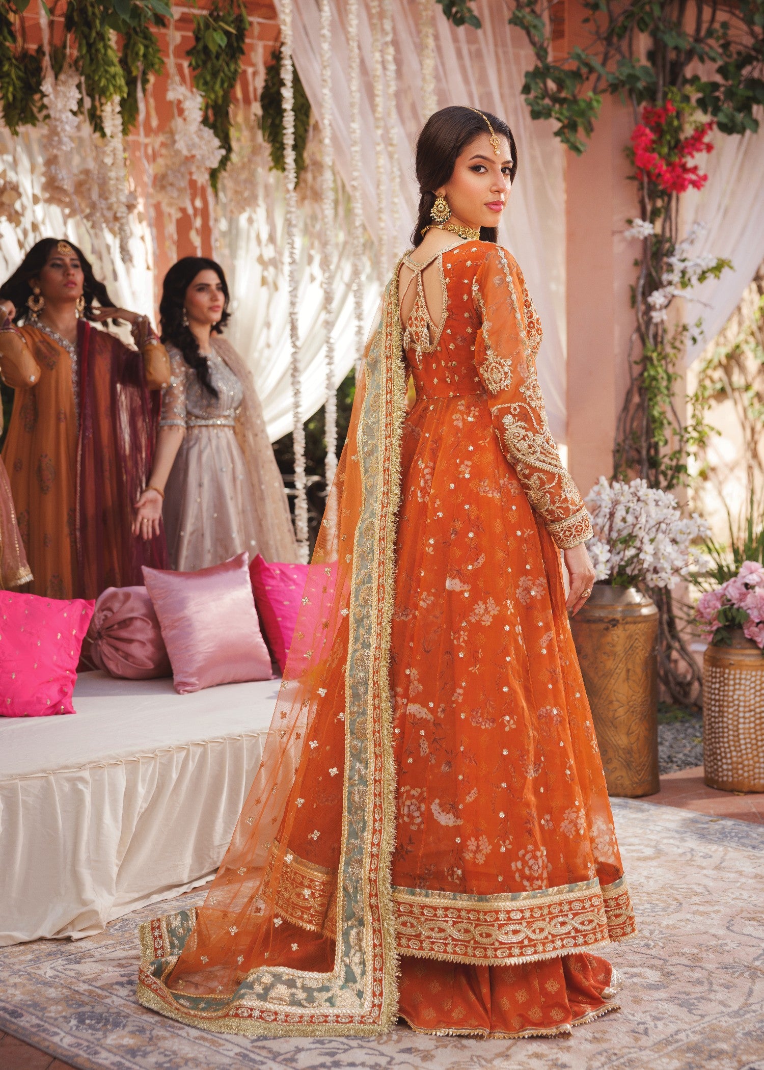 organza Lehenga in Orange
