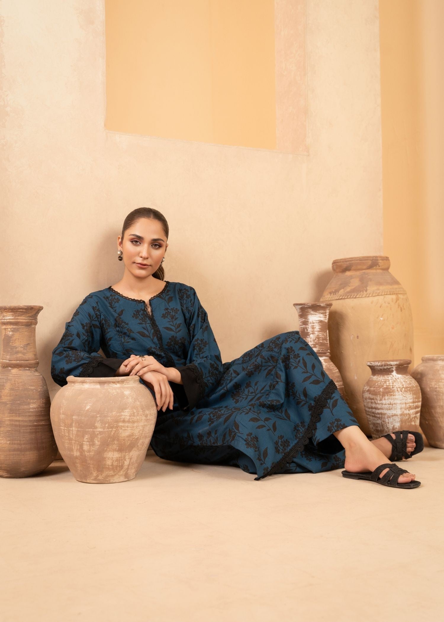 dhanak wool Kurta Set in Teal