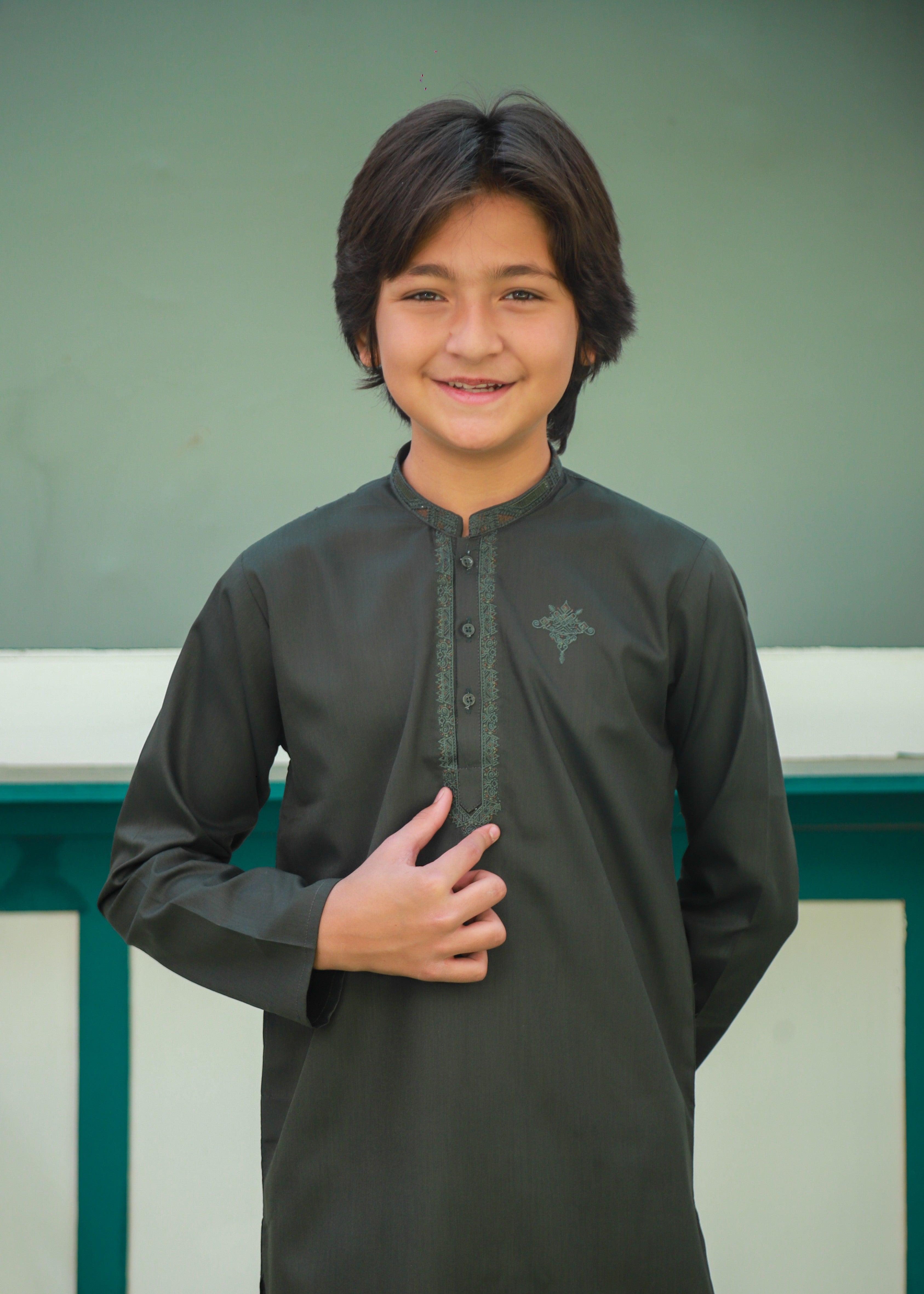 cotton Kurta Set in Dark green