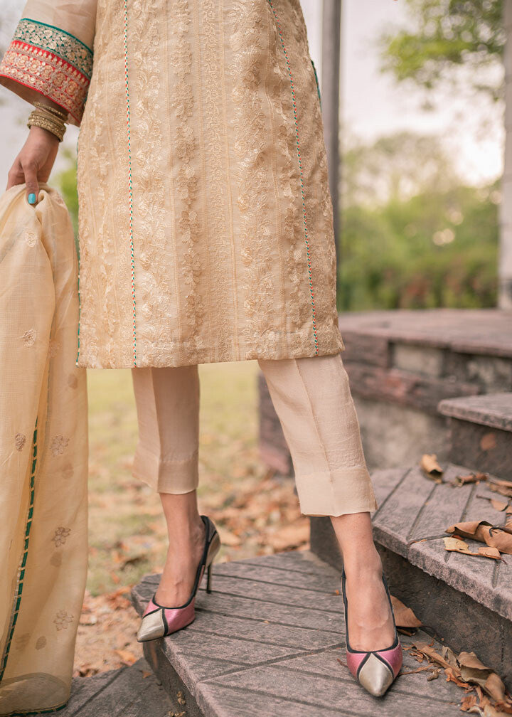 cotton silk Kurta Set in Beige