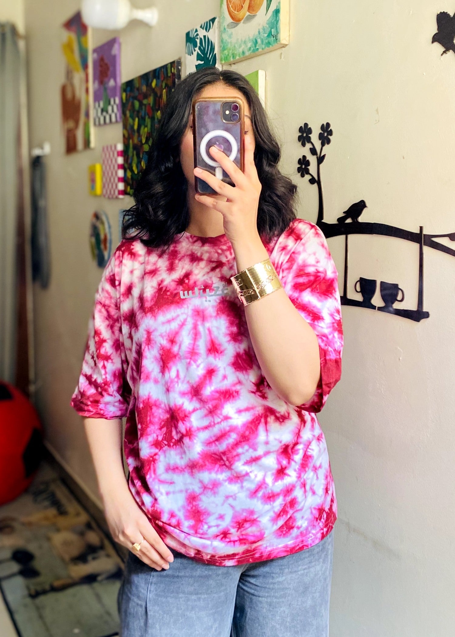polycotton T Shirt in Hot pink