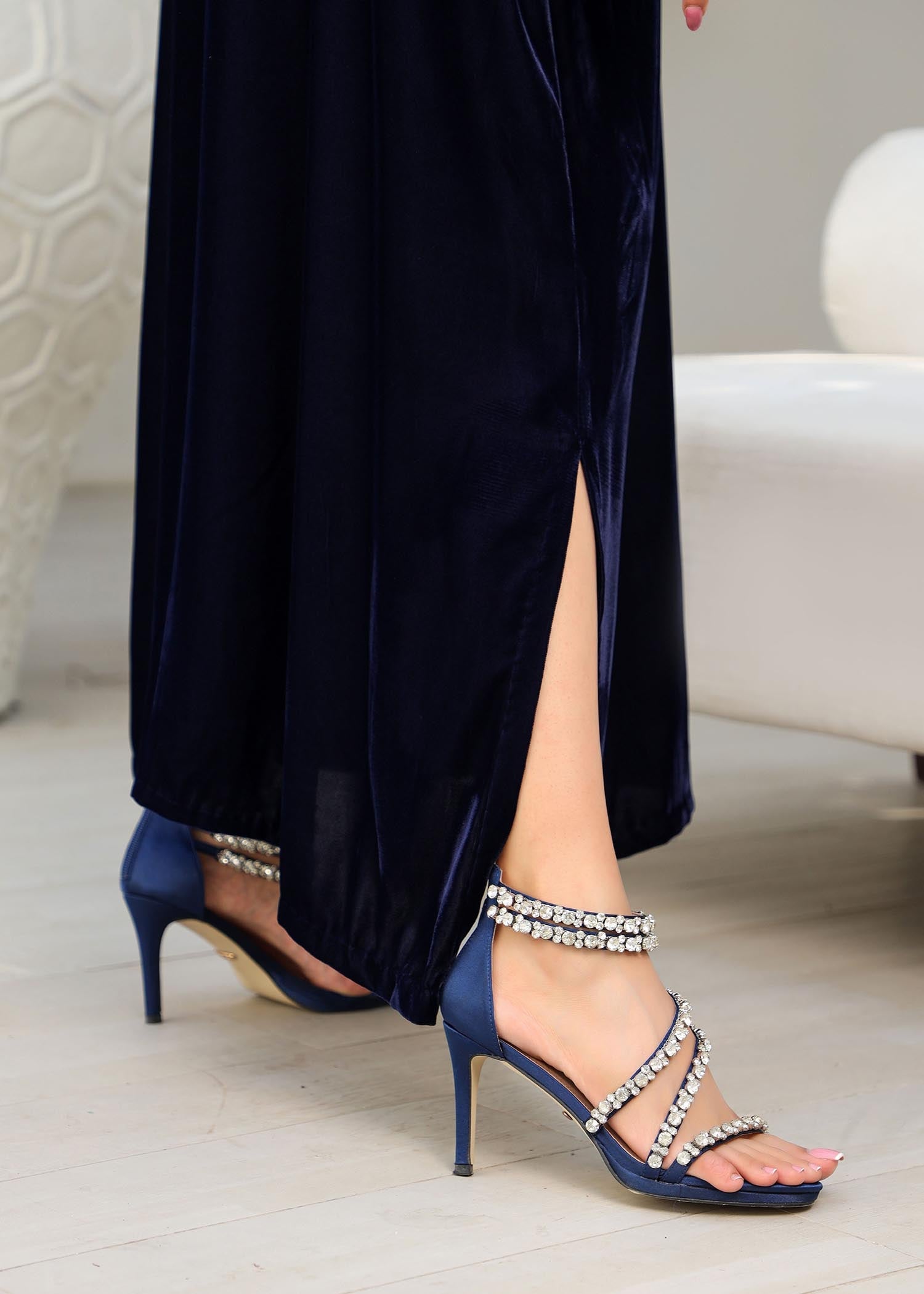 velvet Kaftan in Dark blue