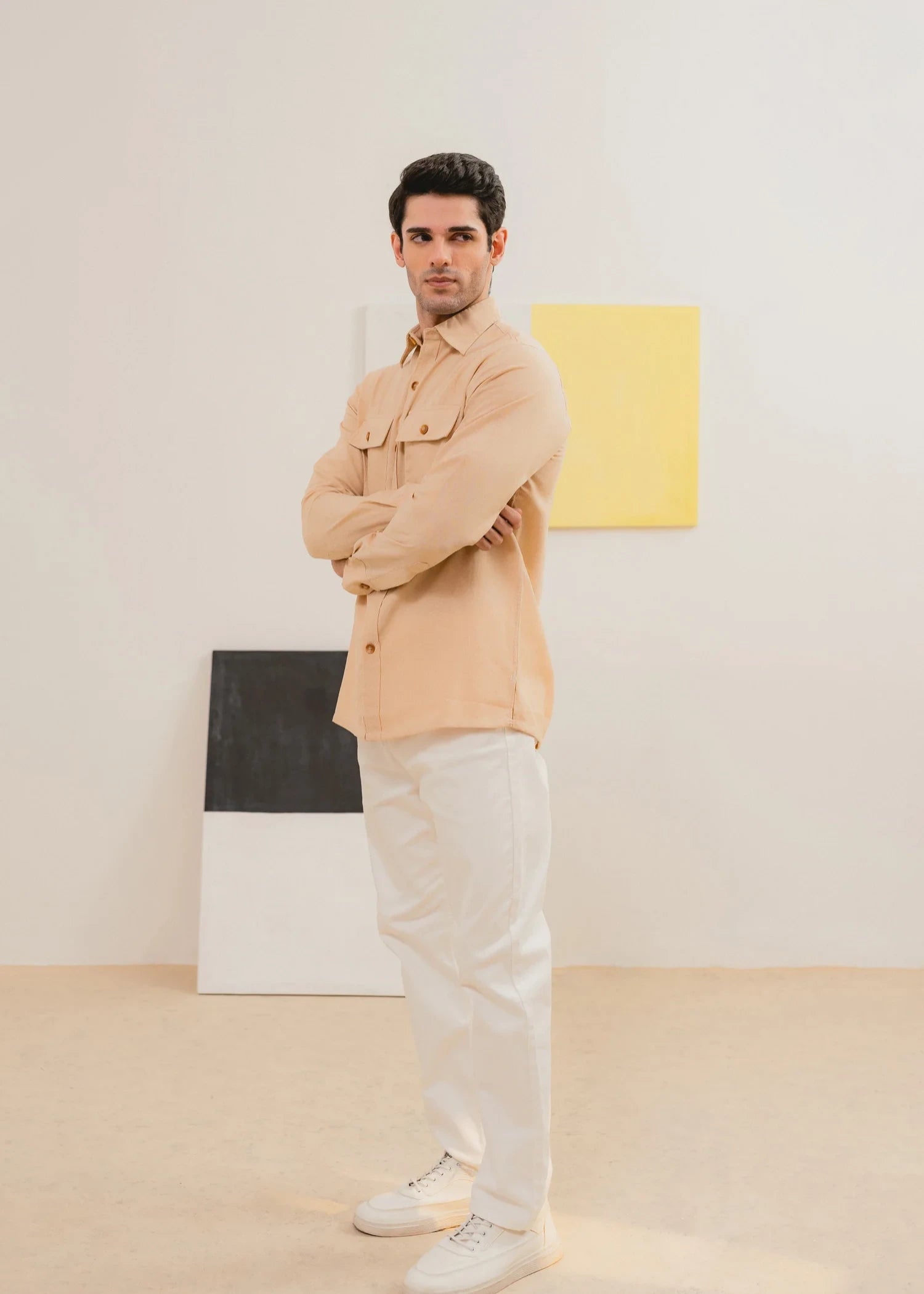 cotton Casual Shirt in Apricot orange