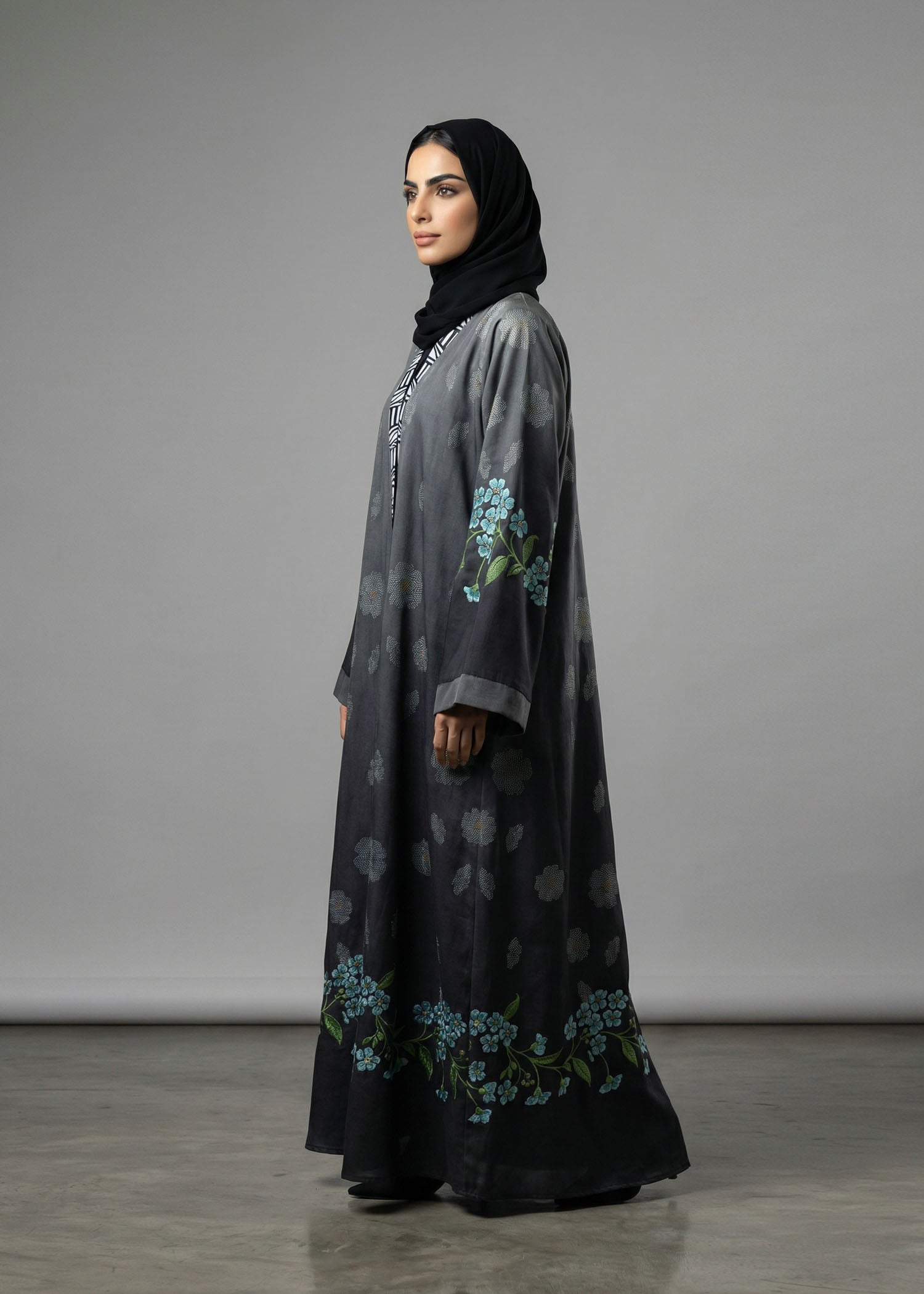 silk Abaya in Grey