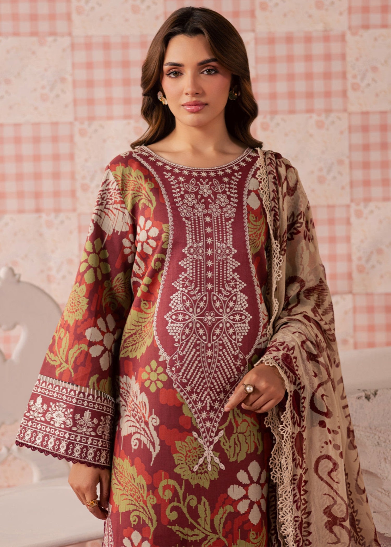 lawn Unstitched in Claret