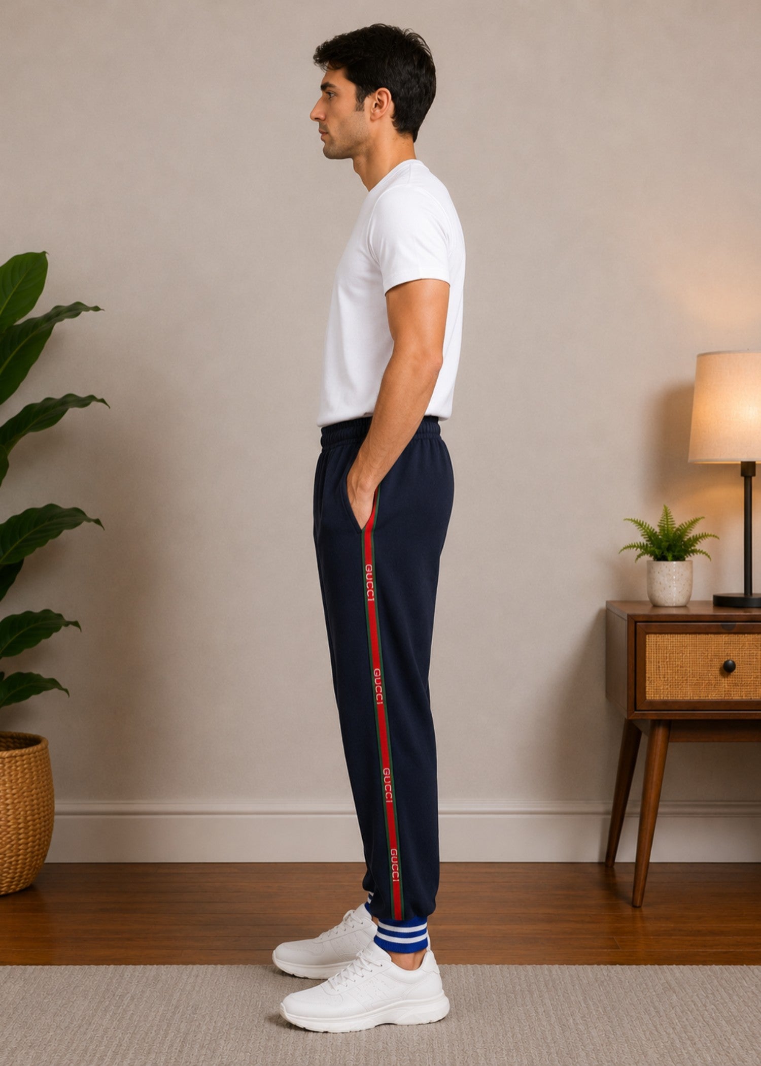 cotton Trousers in Dark blue