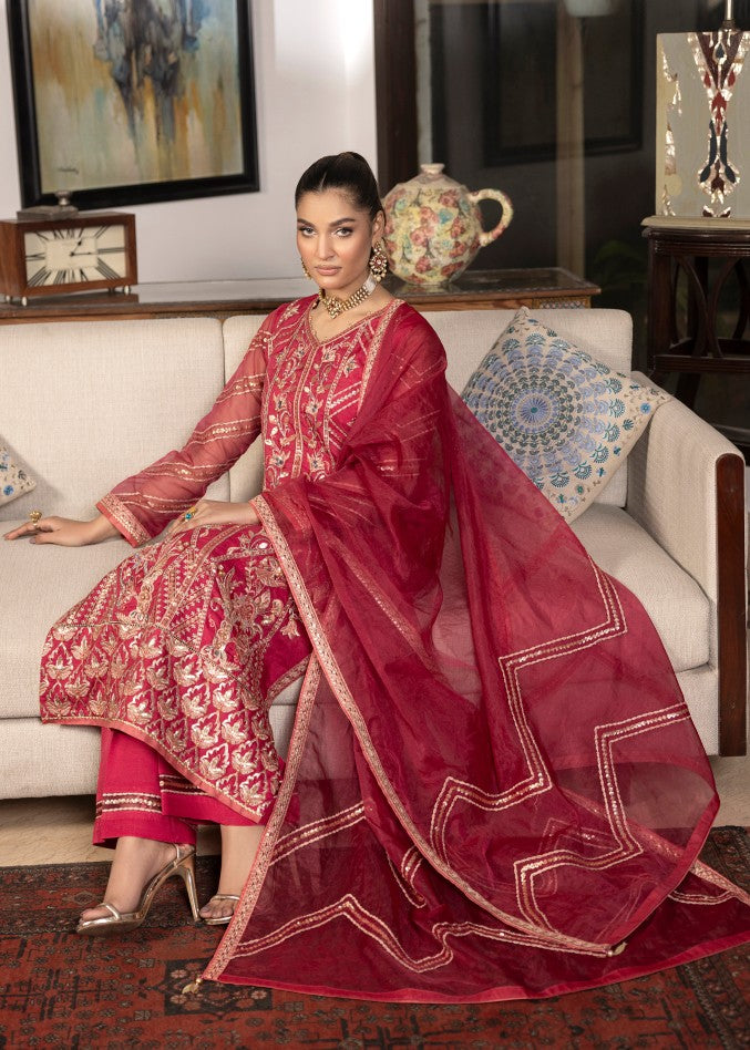 organza Kurta Set in Fuchsia