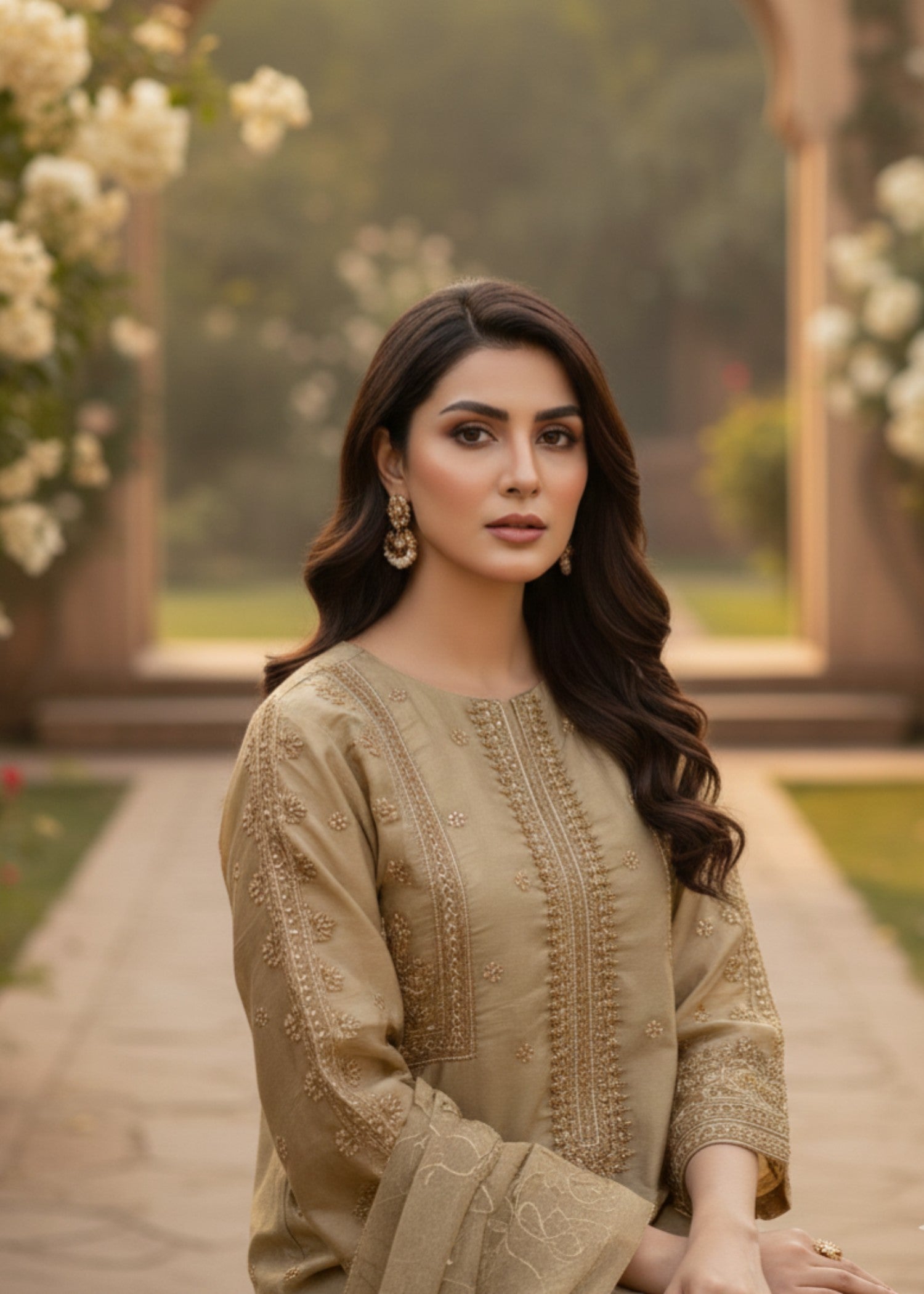 masuri Kurta Set in Olive green