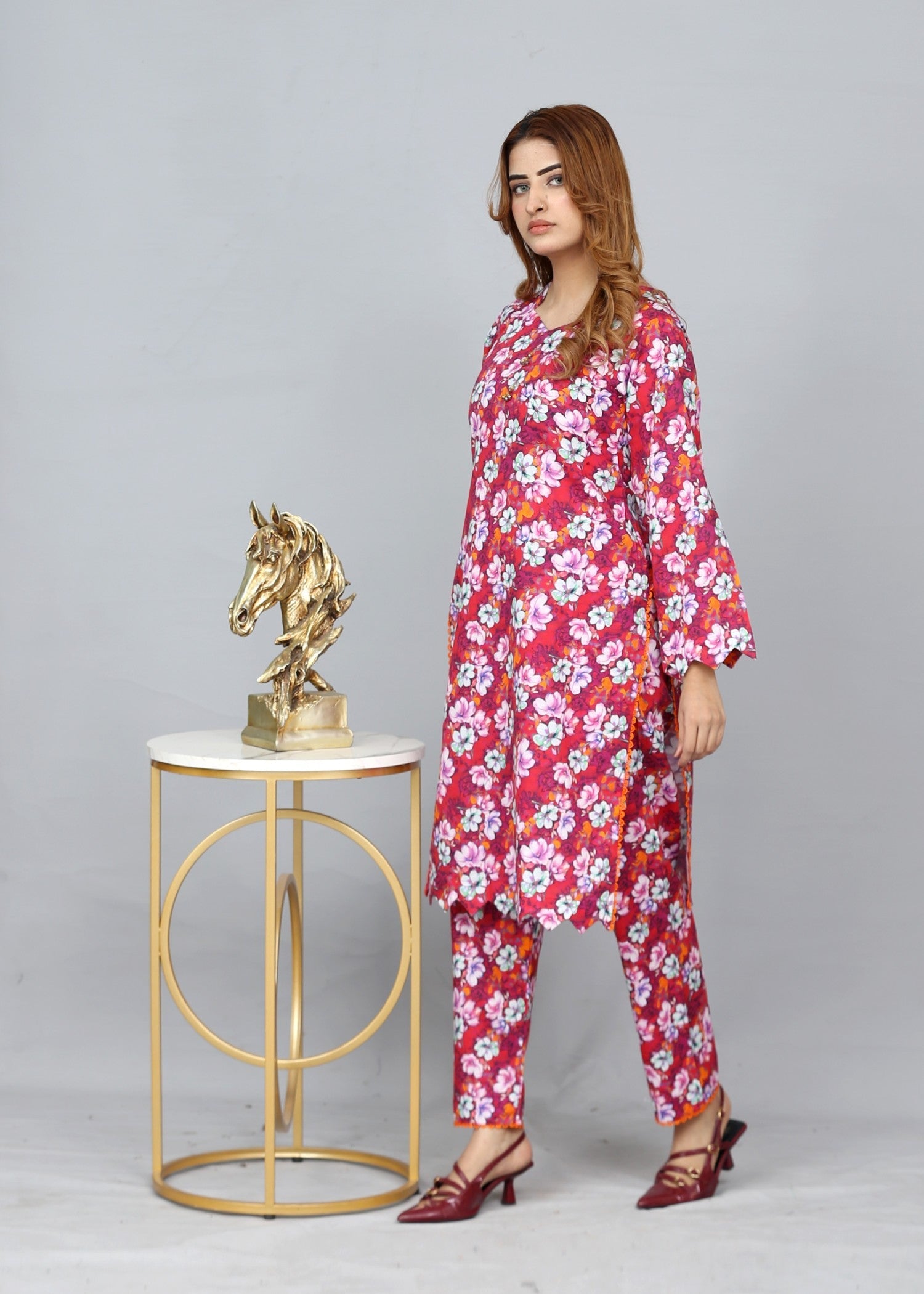 khaddar Unstitched in Pink