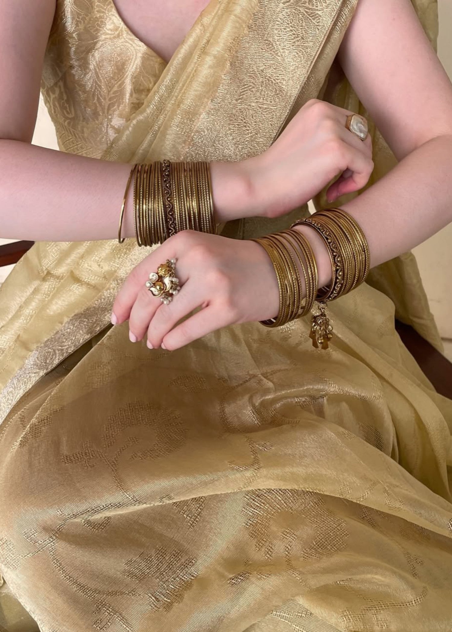 tissue silk Saree in Butter