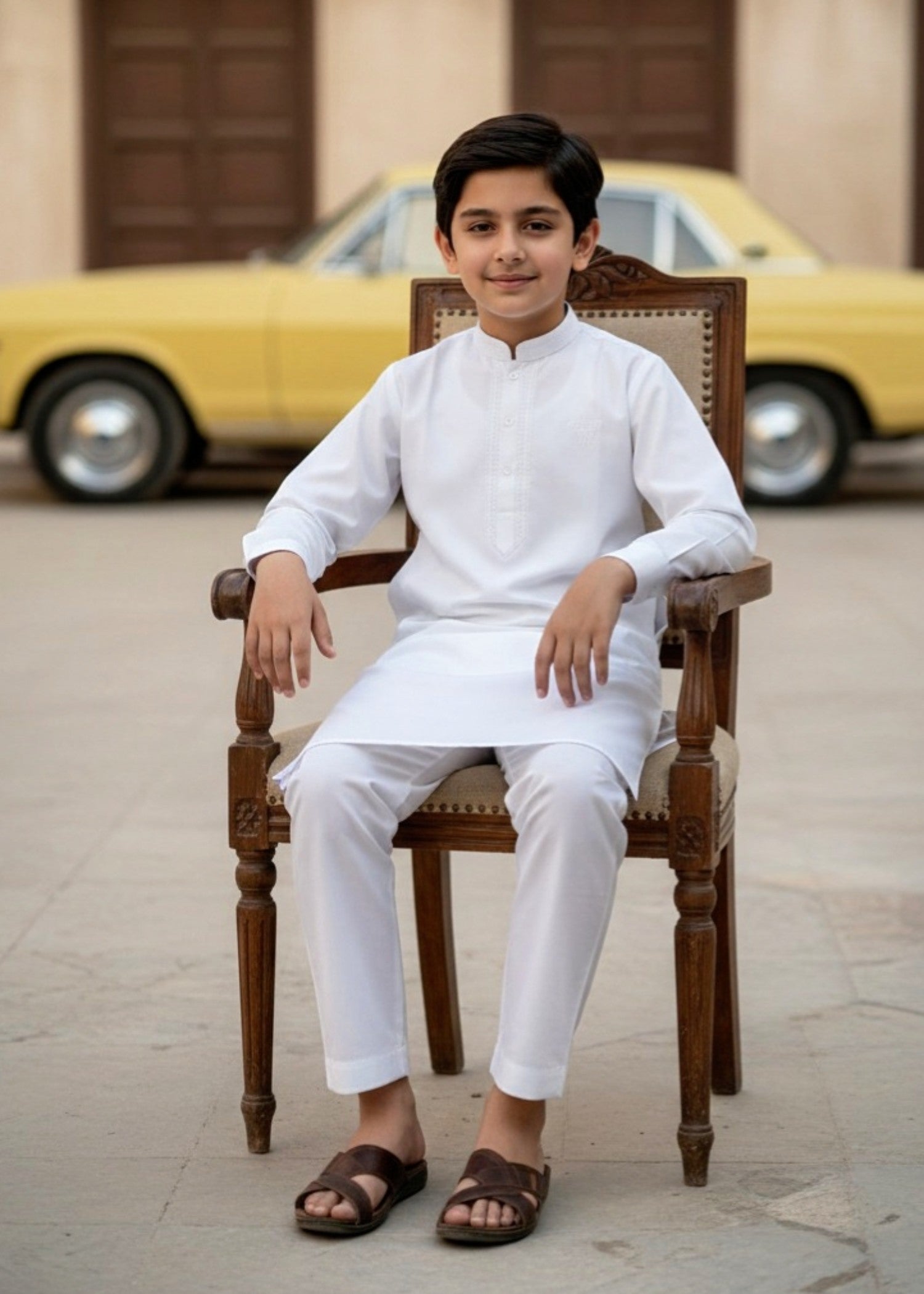 cotton Kurta Set in White