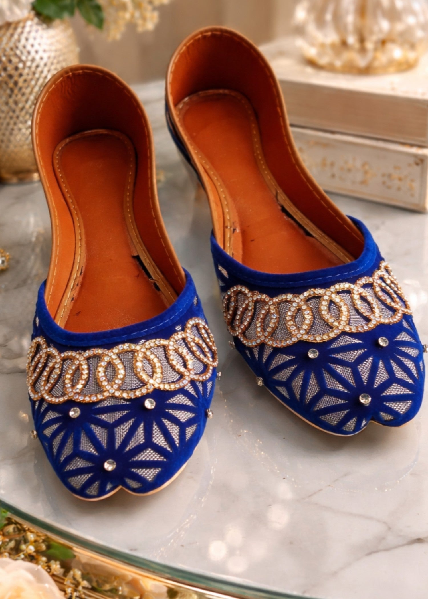 Khussa in Blue by - High Quality Women Khussa UZP4472