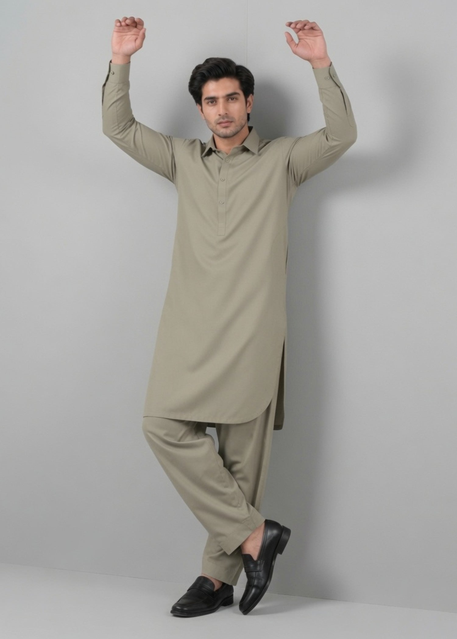 wash & wear Shalwar Kameez in Sage green