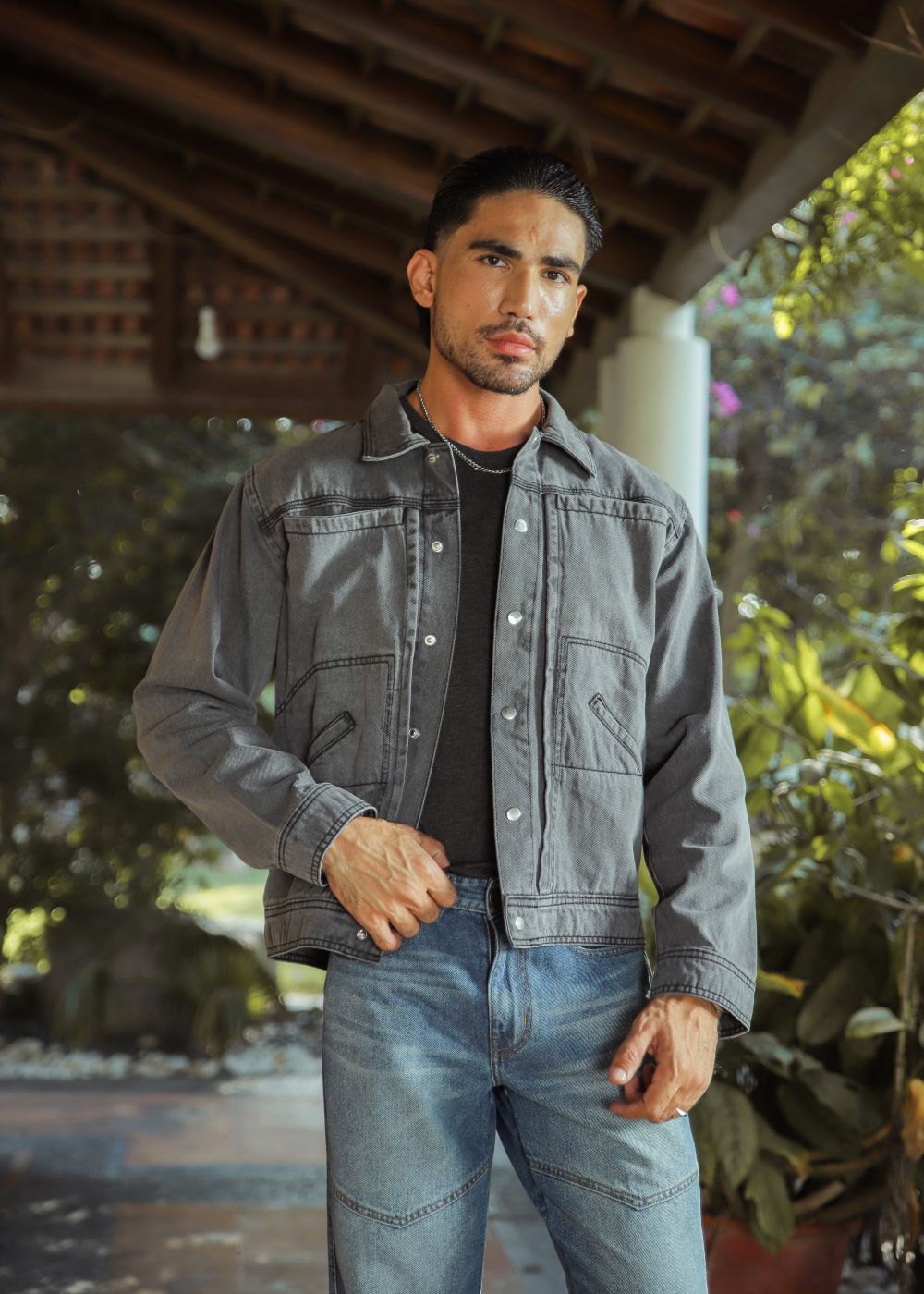 denim Jacket in Grey by 1947 Clothing