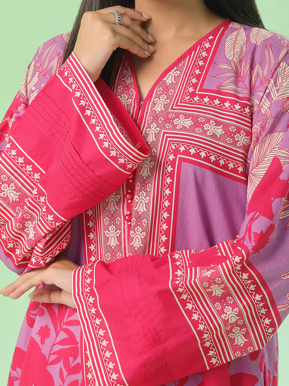 ribbed lawn Kurti in Blood red