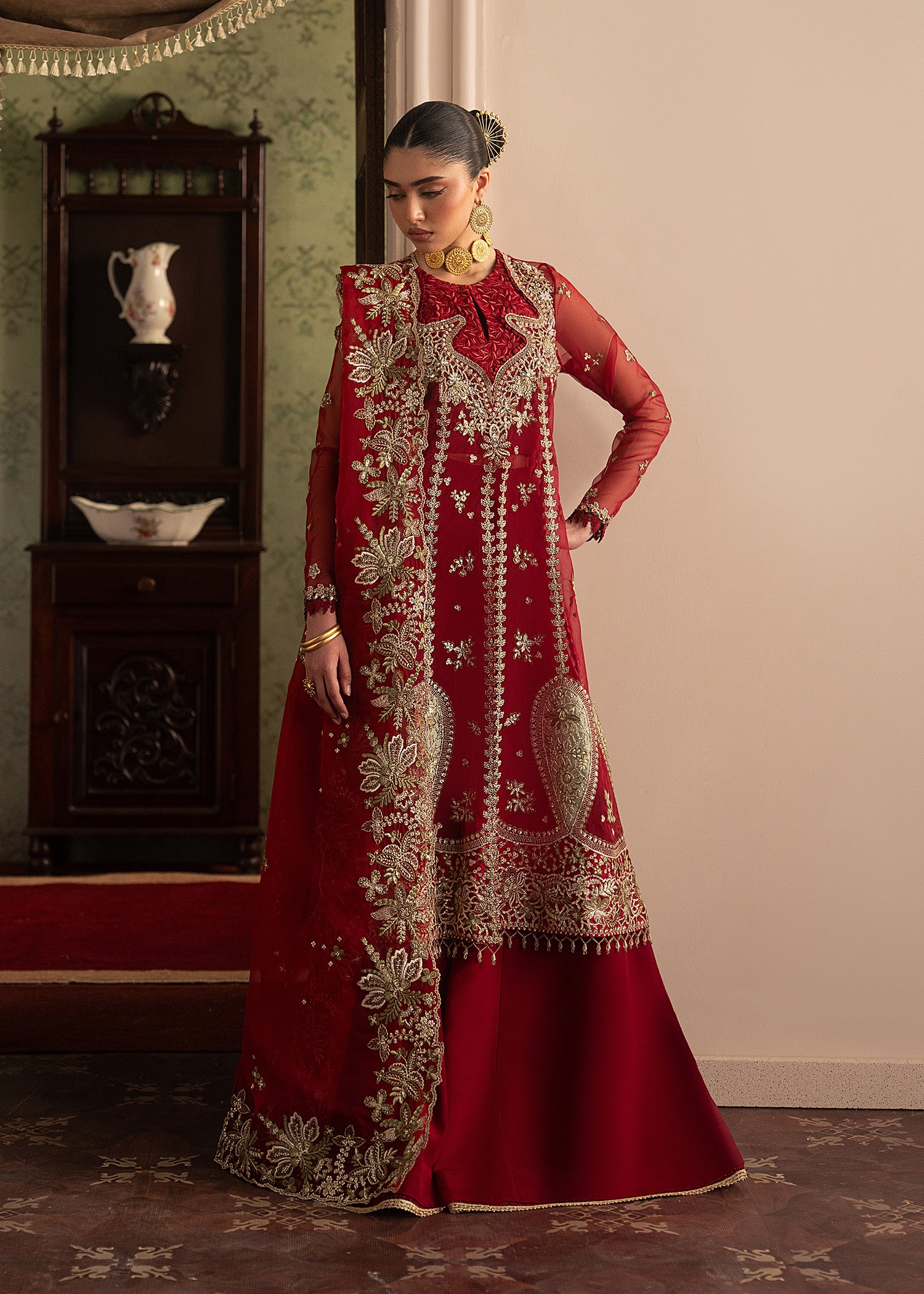 organza Sharara in Red