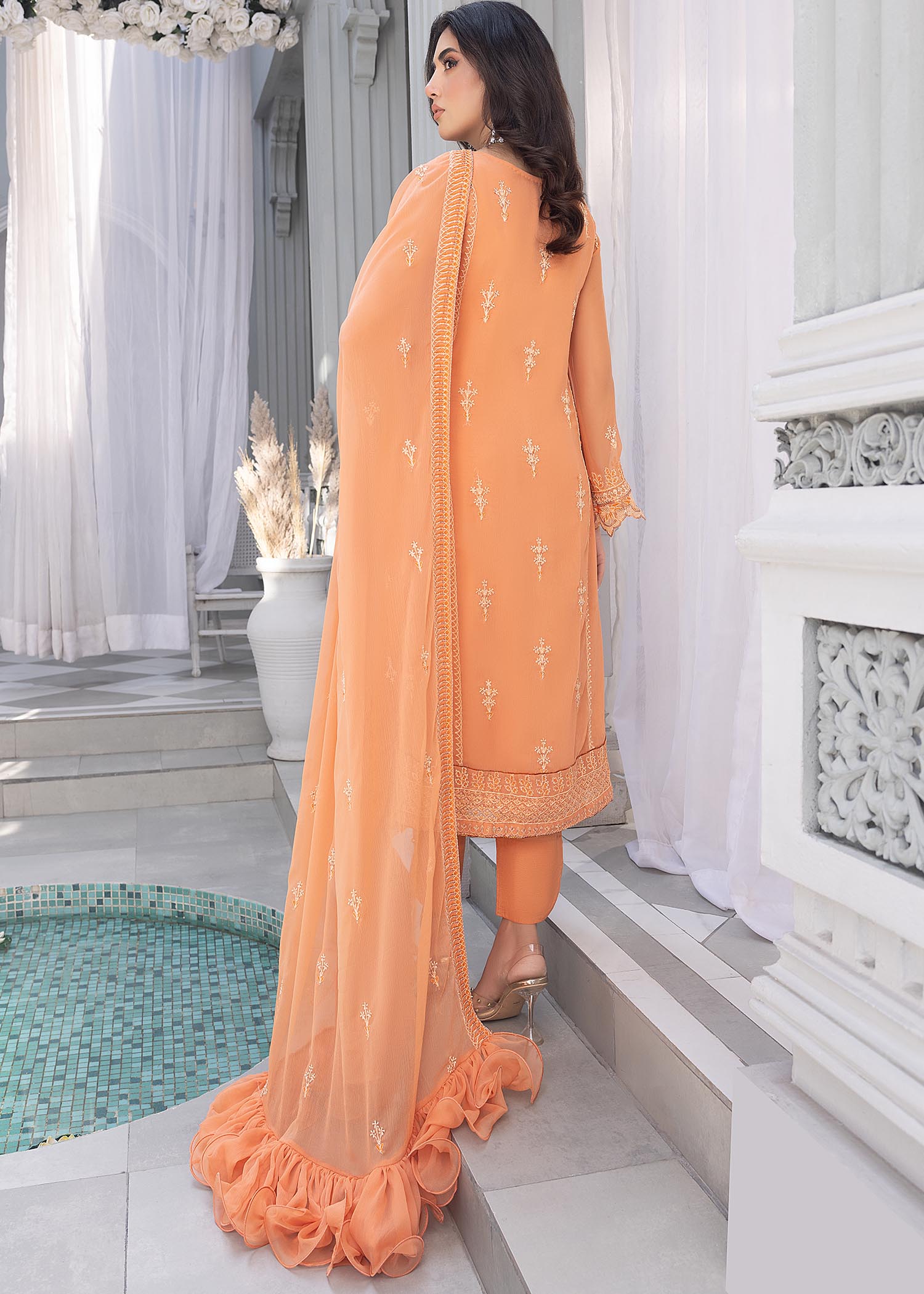 chiffon Unstitched in Orange