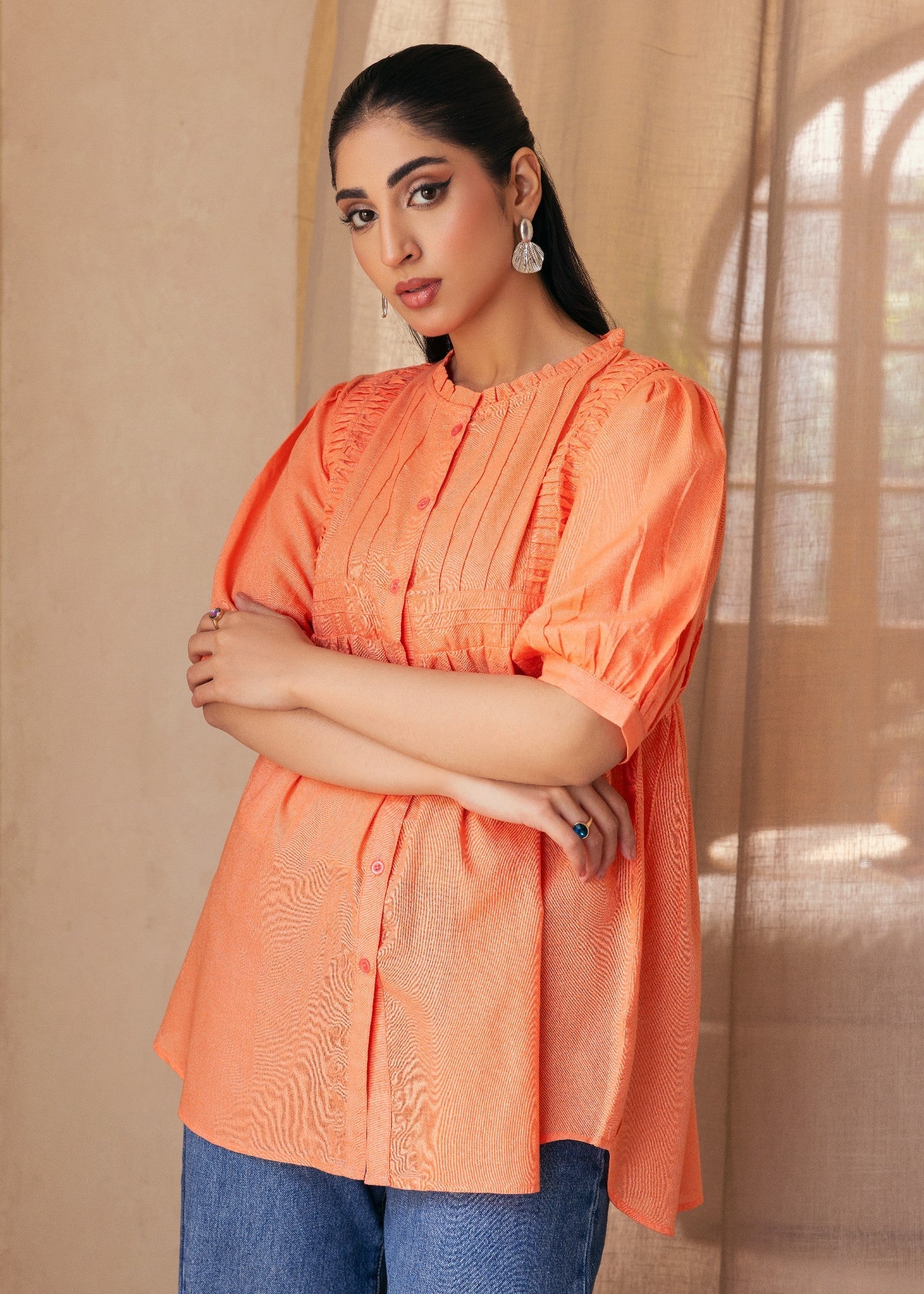 karandi Top in Peach orange