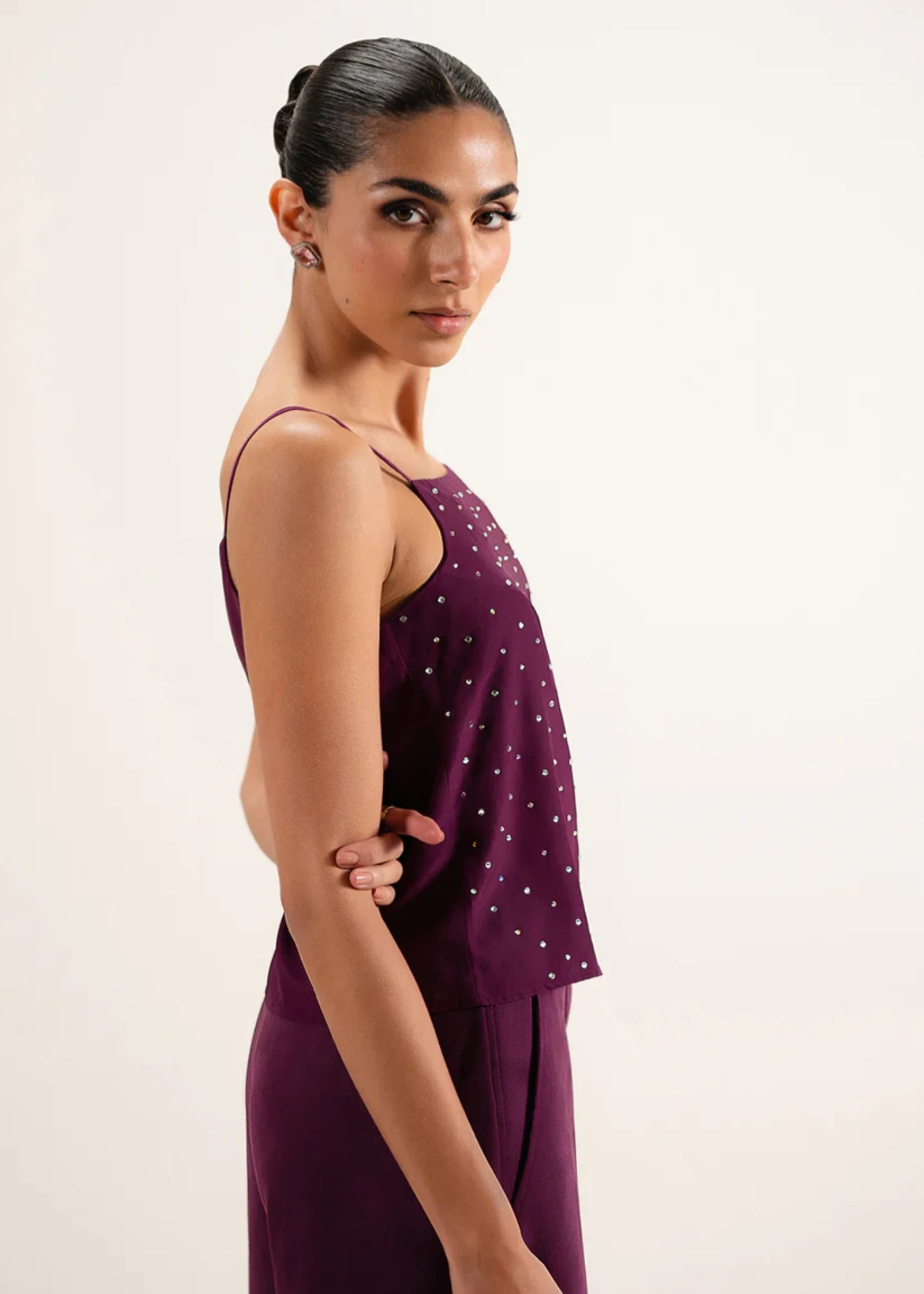 crepe Tank Top in Purple
