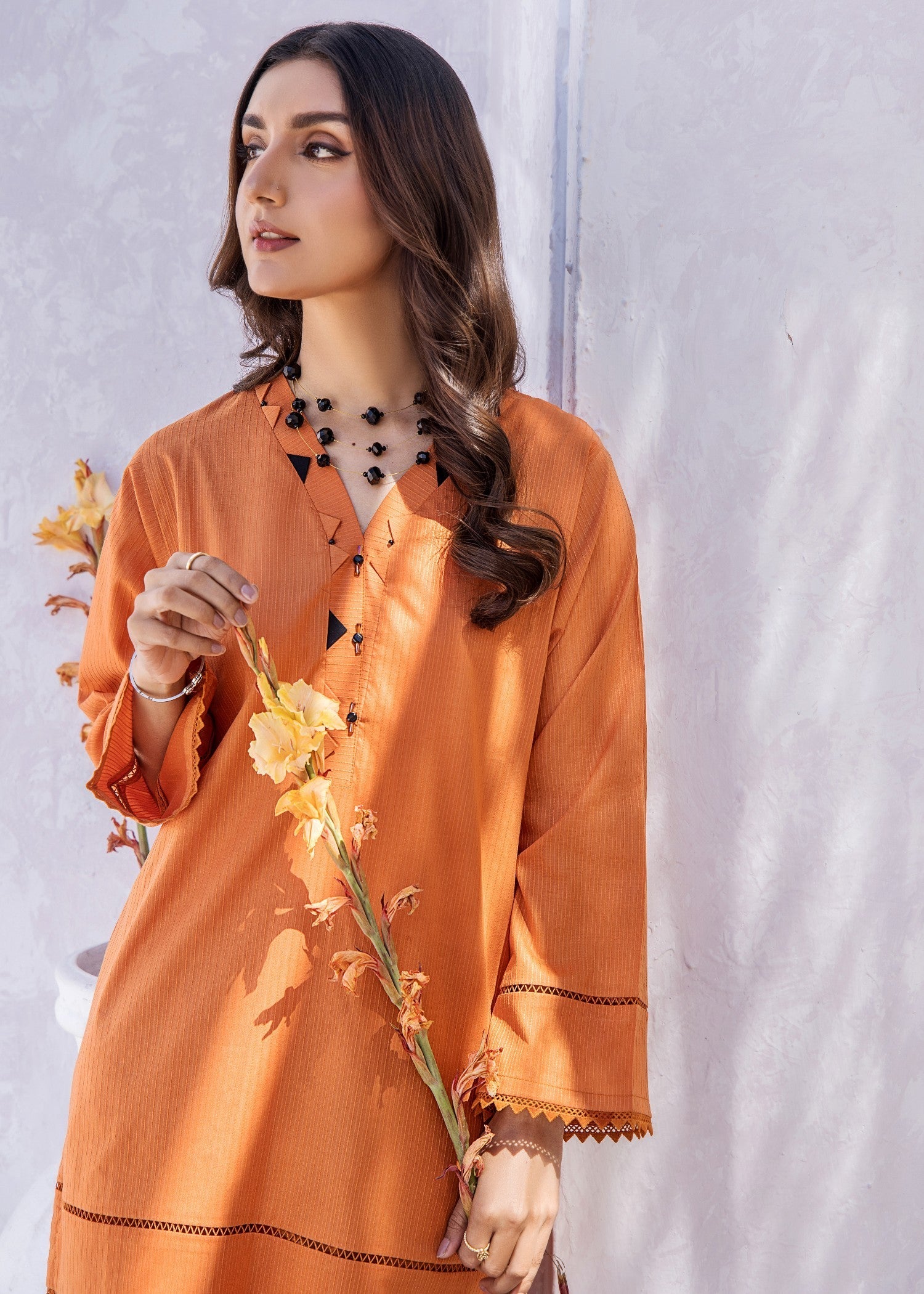 lawn Kurti in Copper orange