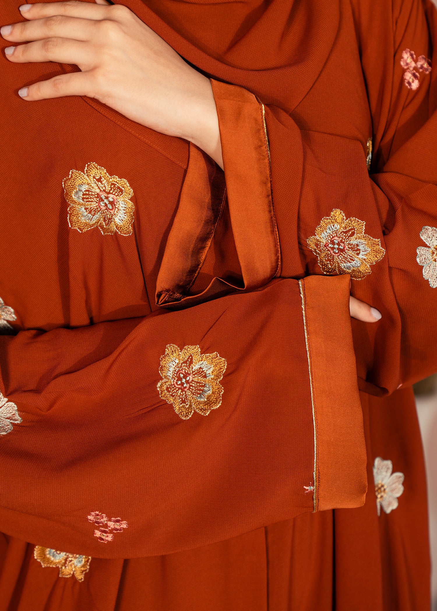 chiffon Abaya in Orange