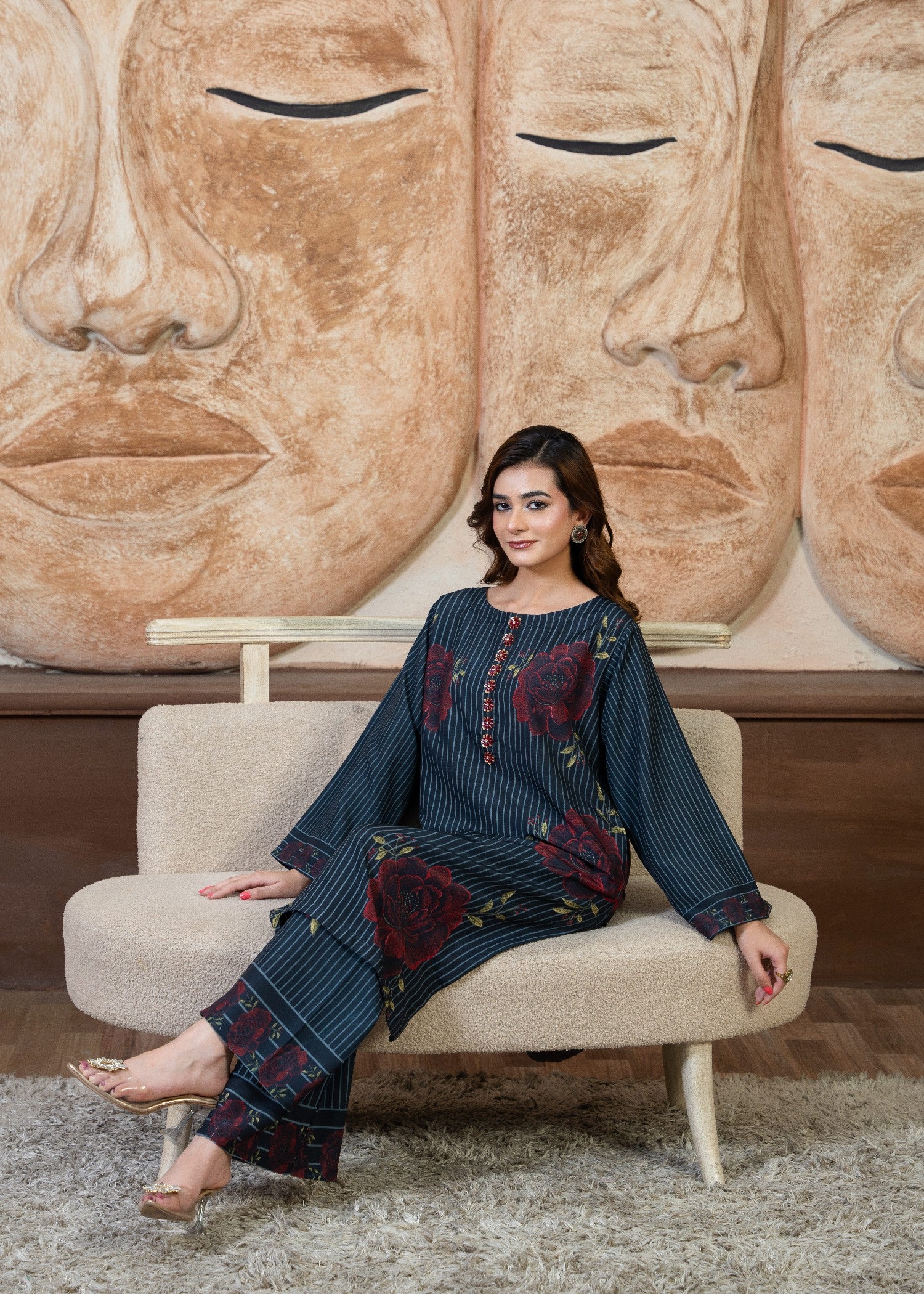 poly viscose Co Ord Sets in Navy blue, maroon