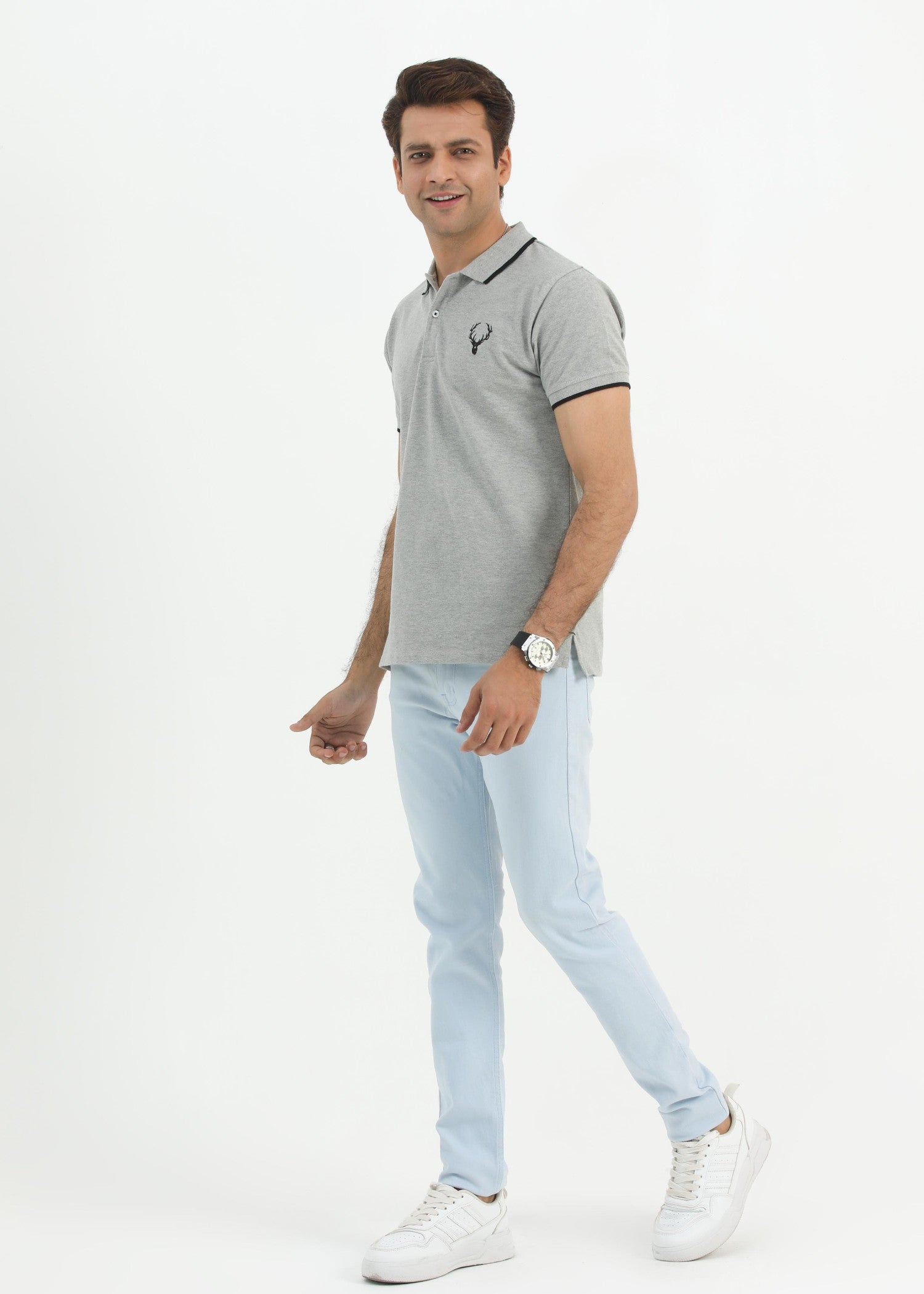porque/pique Polo Shirt in Grey