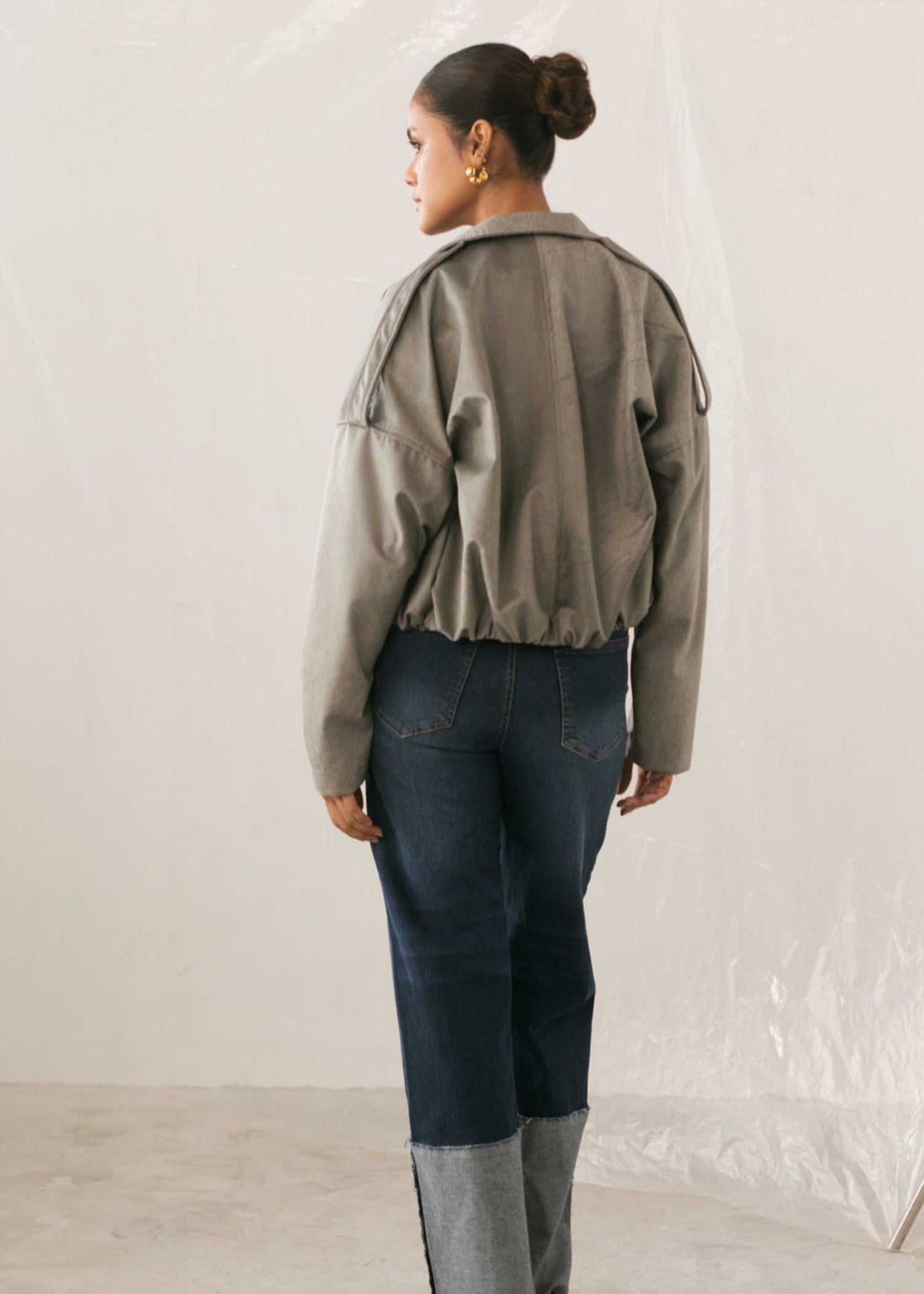 faux leather Jacket in Grey