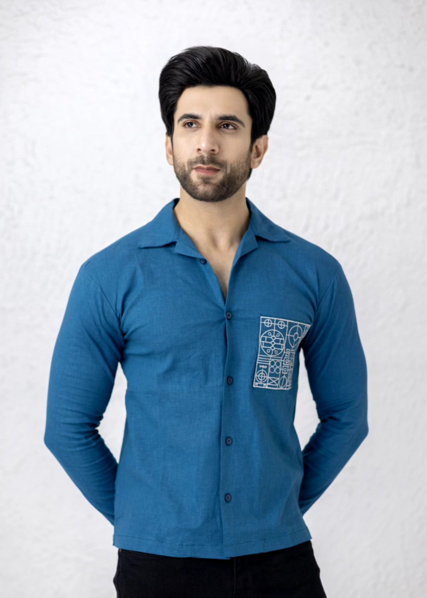 cotton Casual Shirt in Sapphire blue