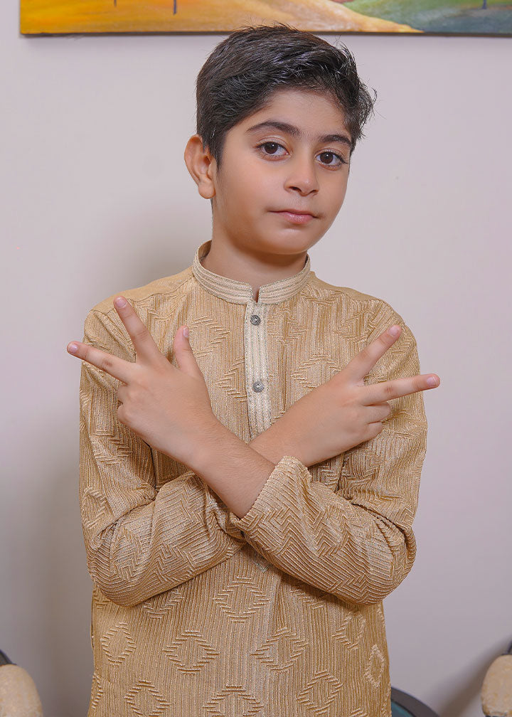 raw silk Kurta Set in Gold