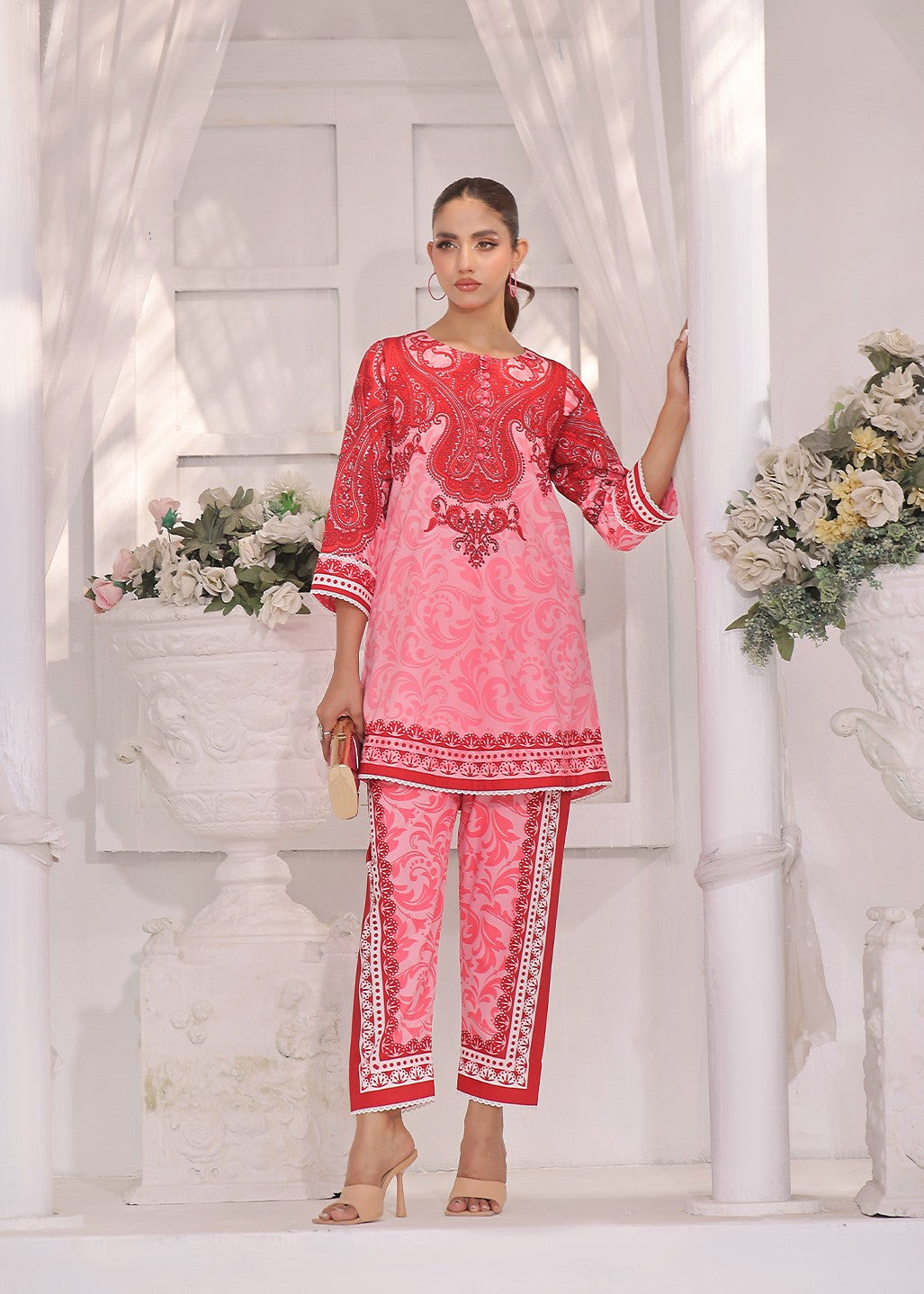 cotton silk Co Ord Sets in Pink