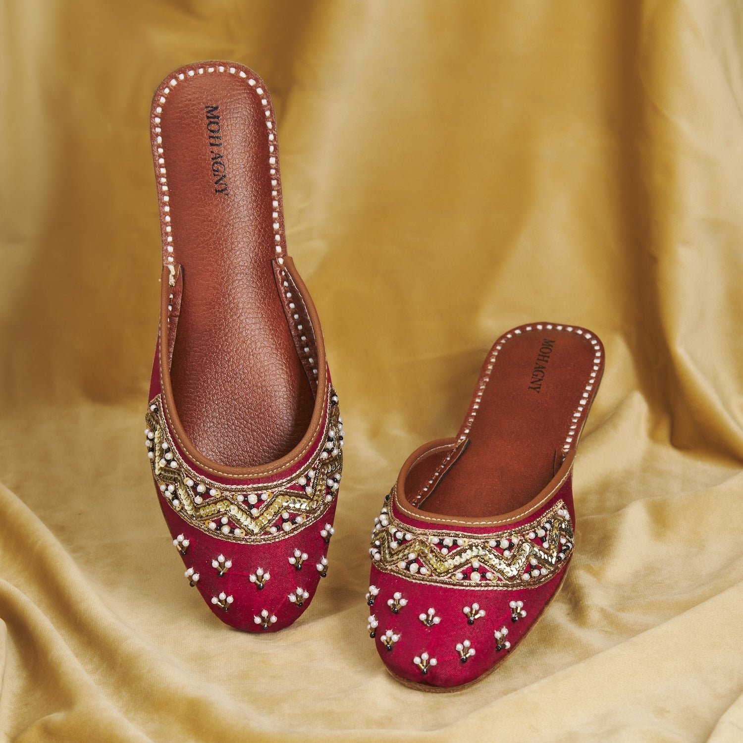 Mules in Blood red by - High Quality Women Mules ZKX4029