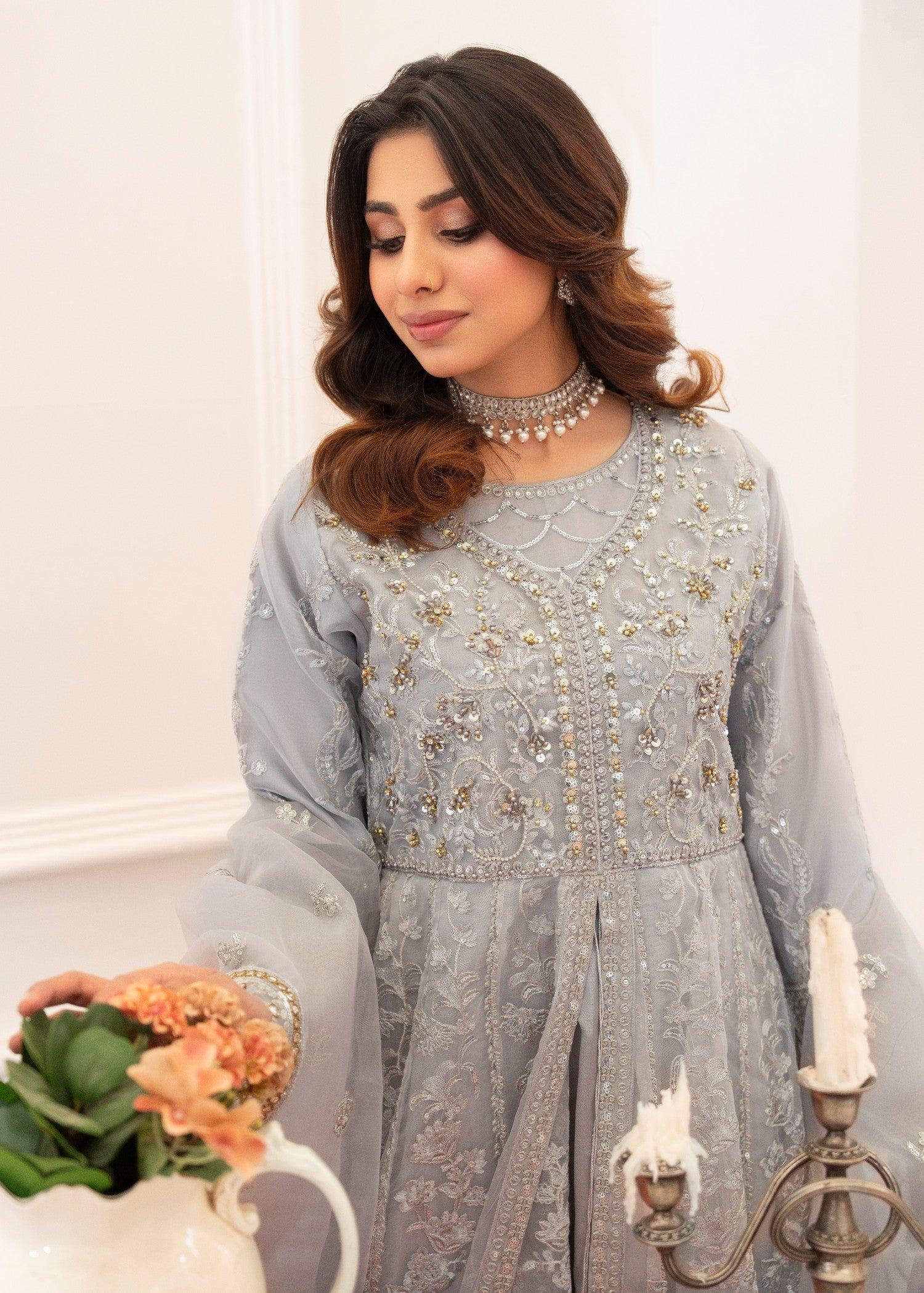 organza Maxi in Duck egg grey