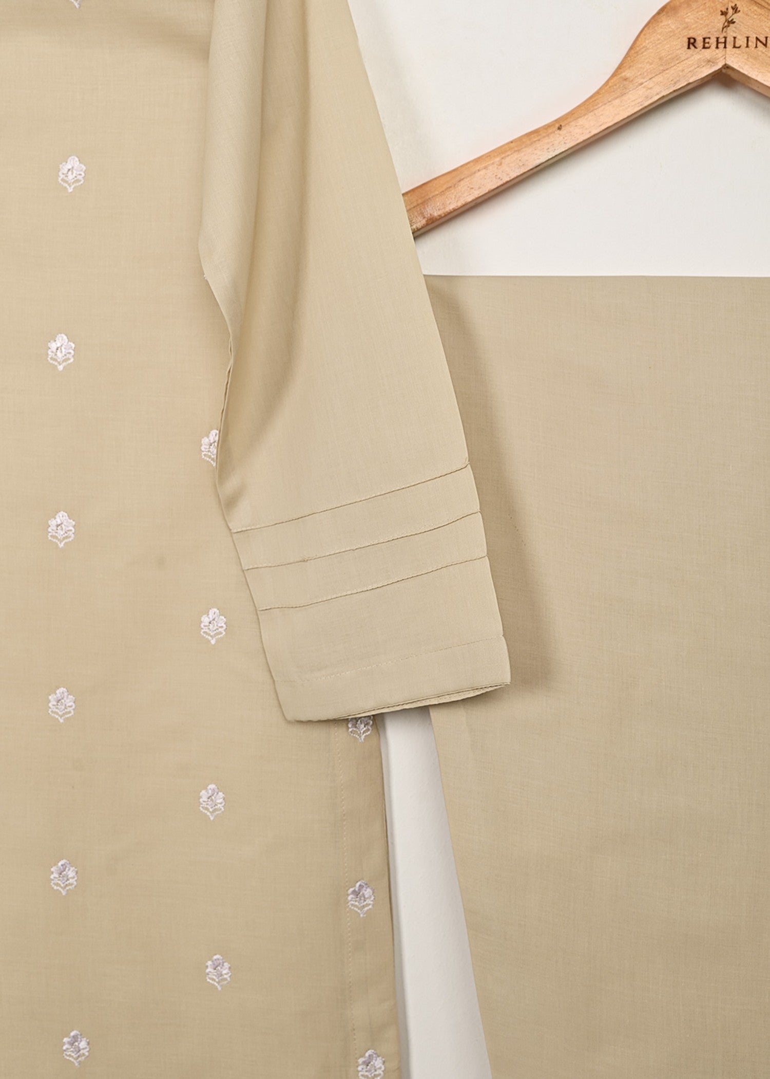 cambric Kurta Set in Wheat