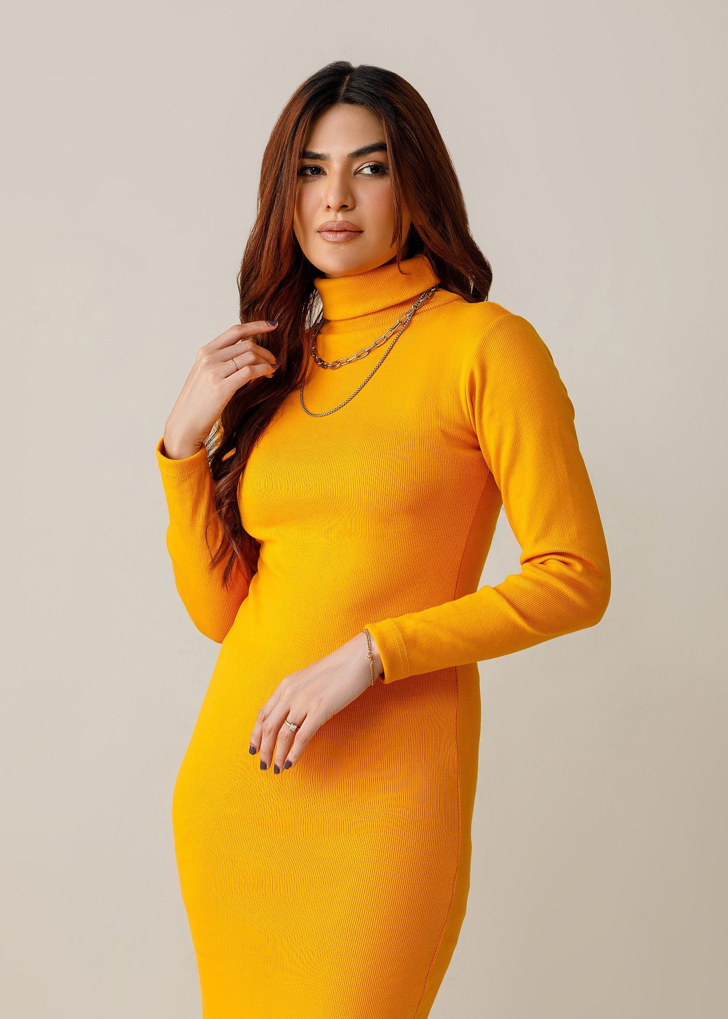 jersey knit Dress in Mustard