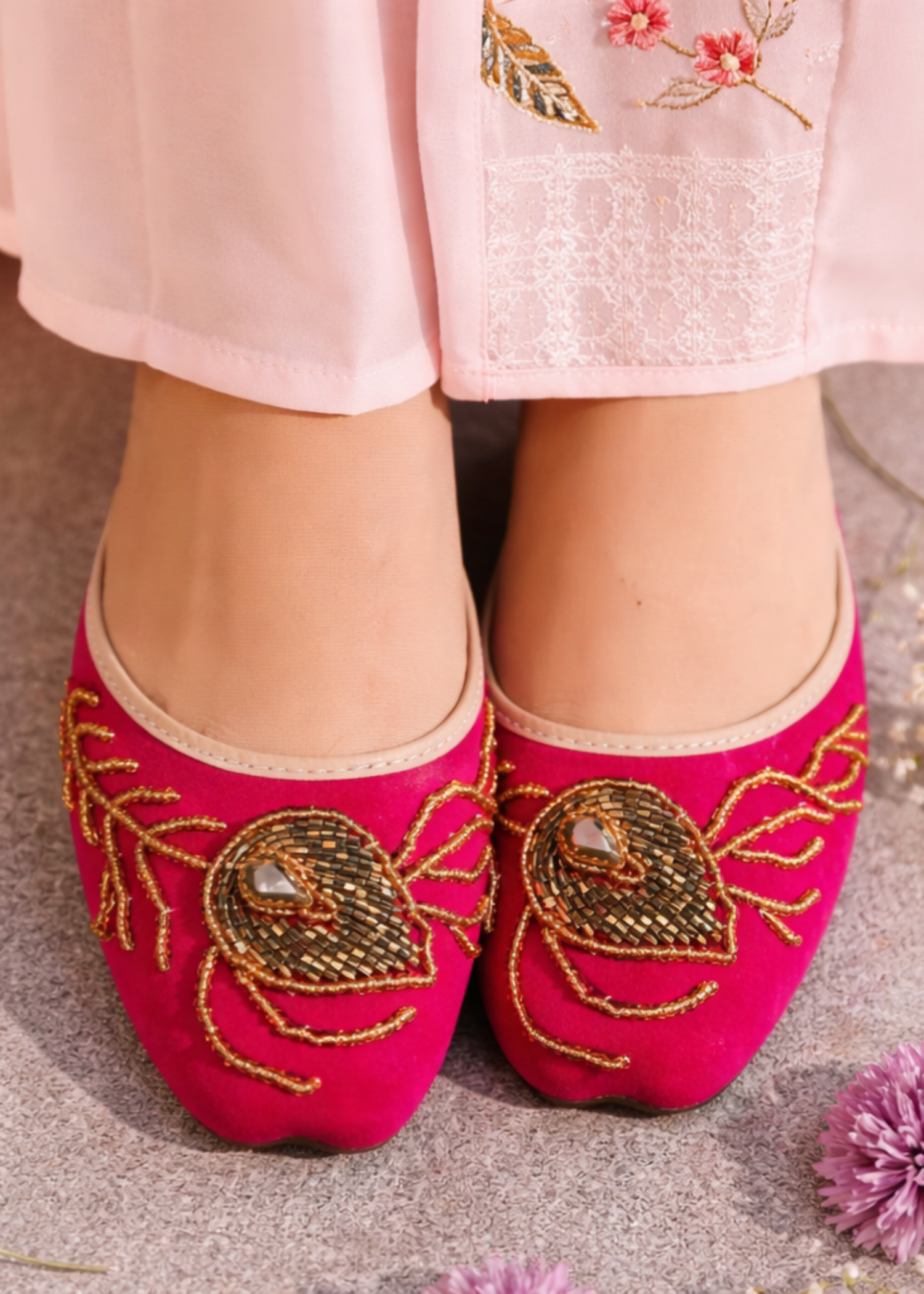 Khussa in Hot pink by - High Quality Women Khussa BLT6325