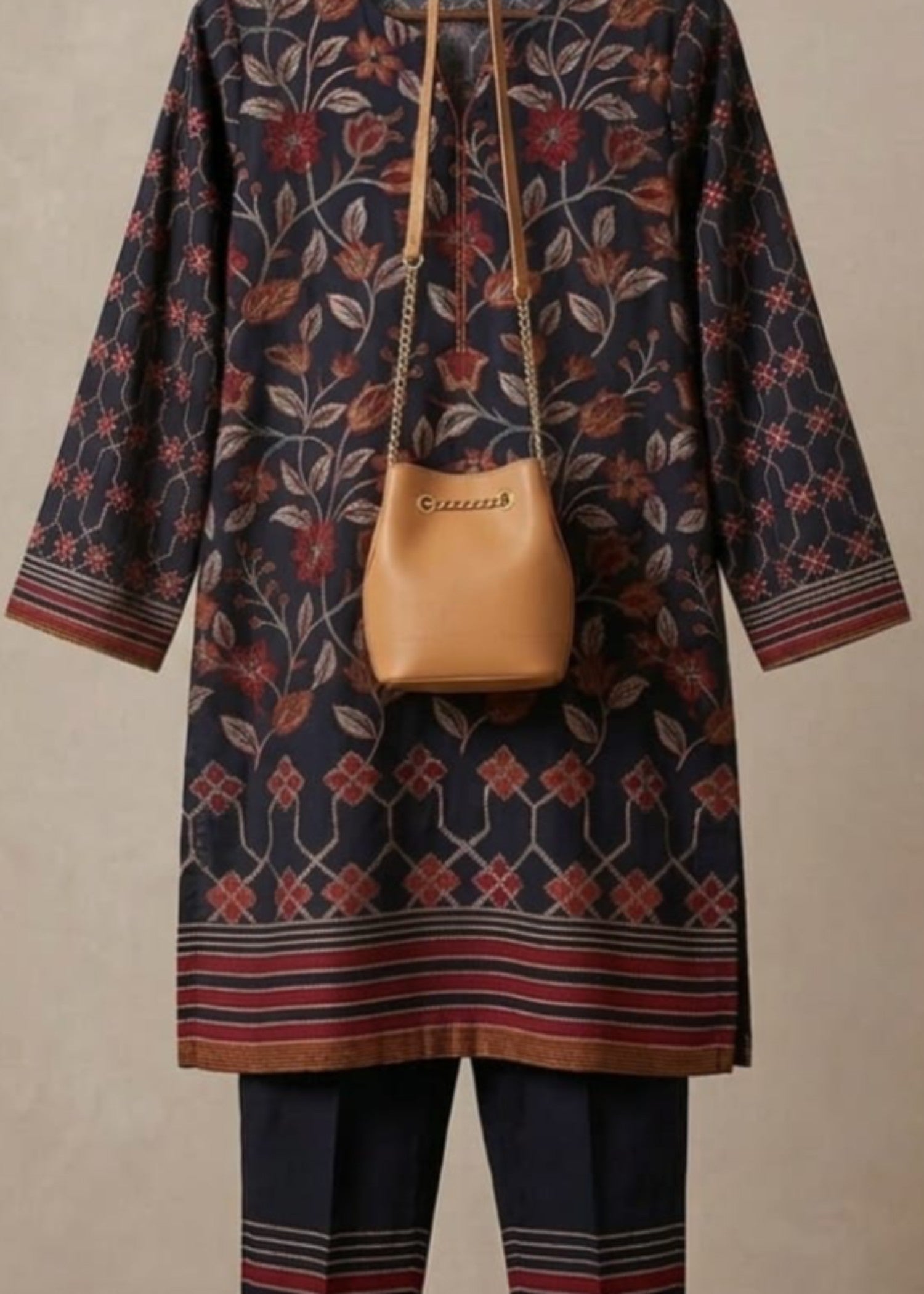 lawn Kurta Set in Moonlight blue