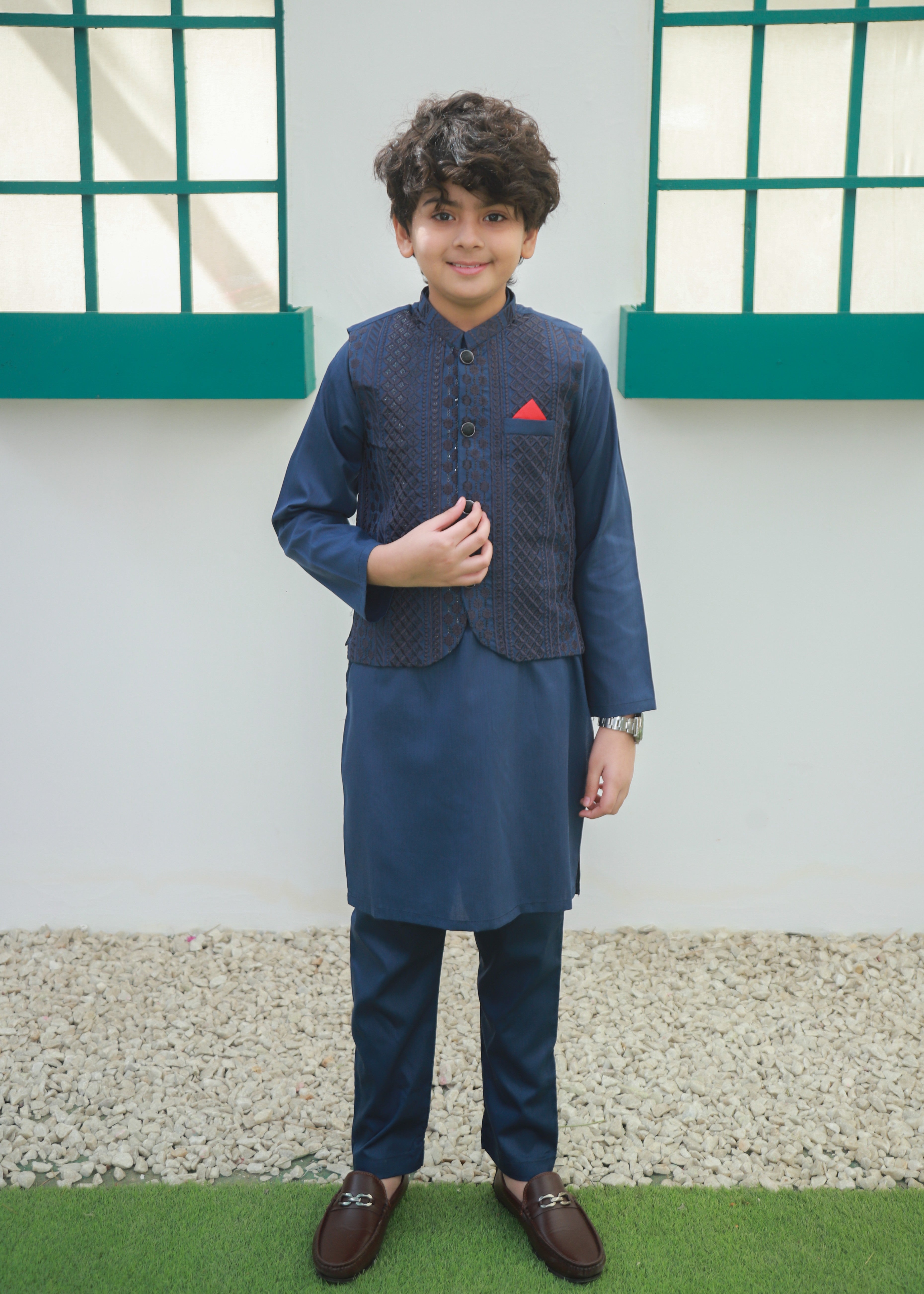 suiting Waistcoat in Steel blue