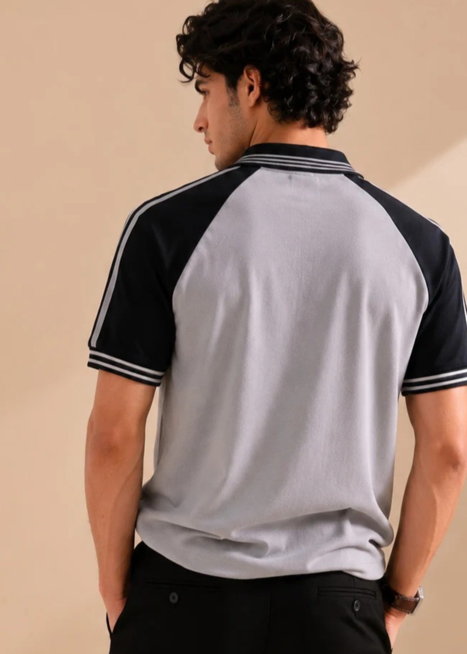 cotton Polo Shirt in Silver