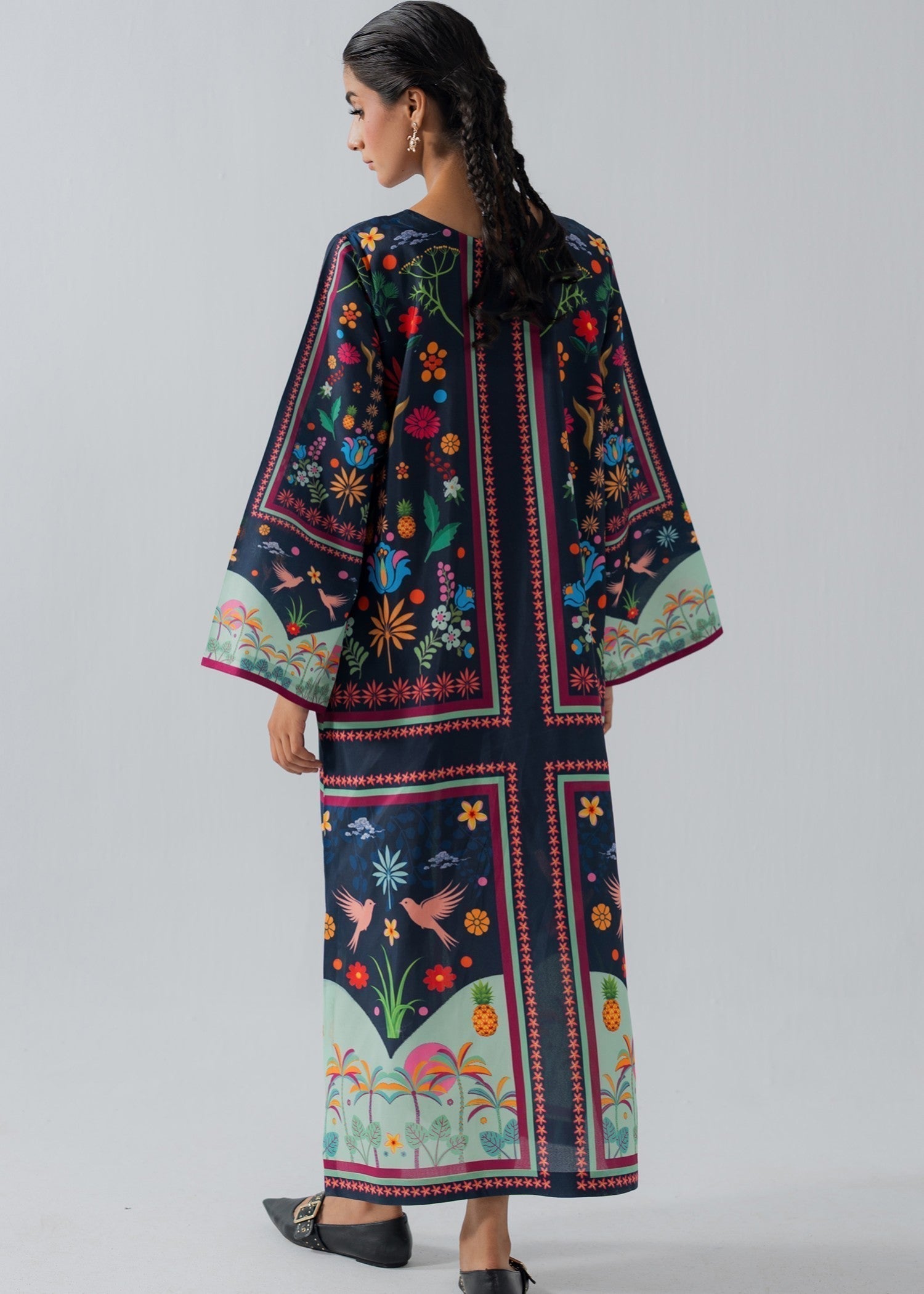 poly lawn Kaftan in Navy blue