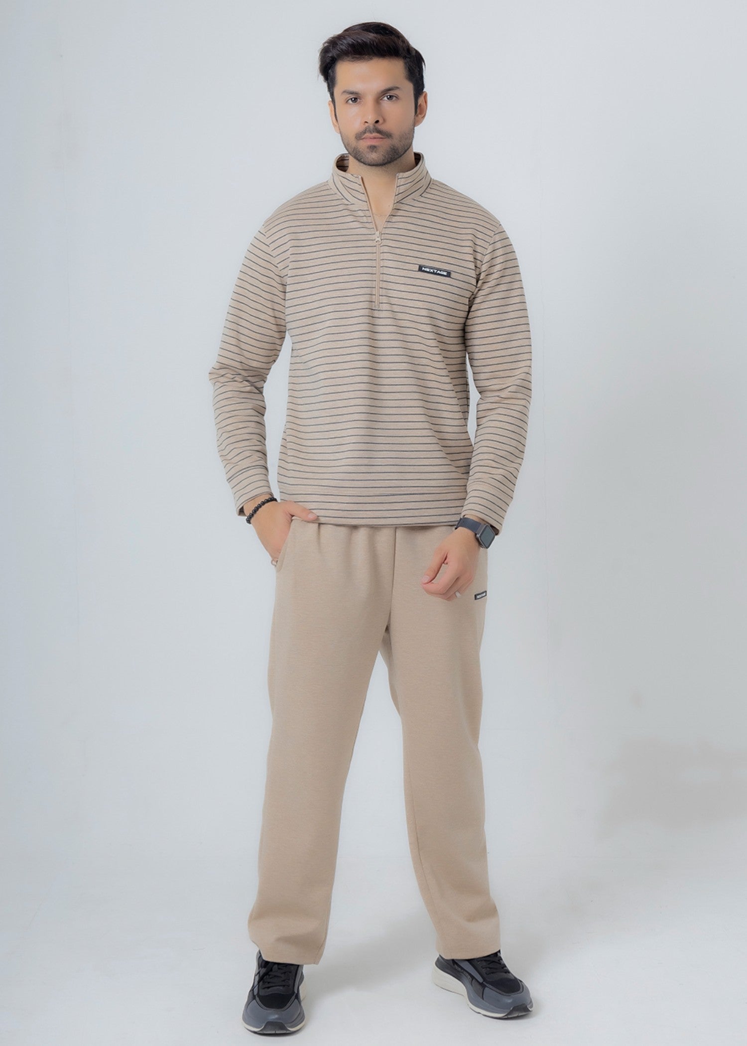 polyester-spandex Tracksuit in Beige