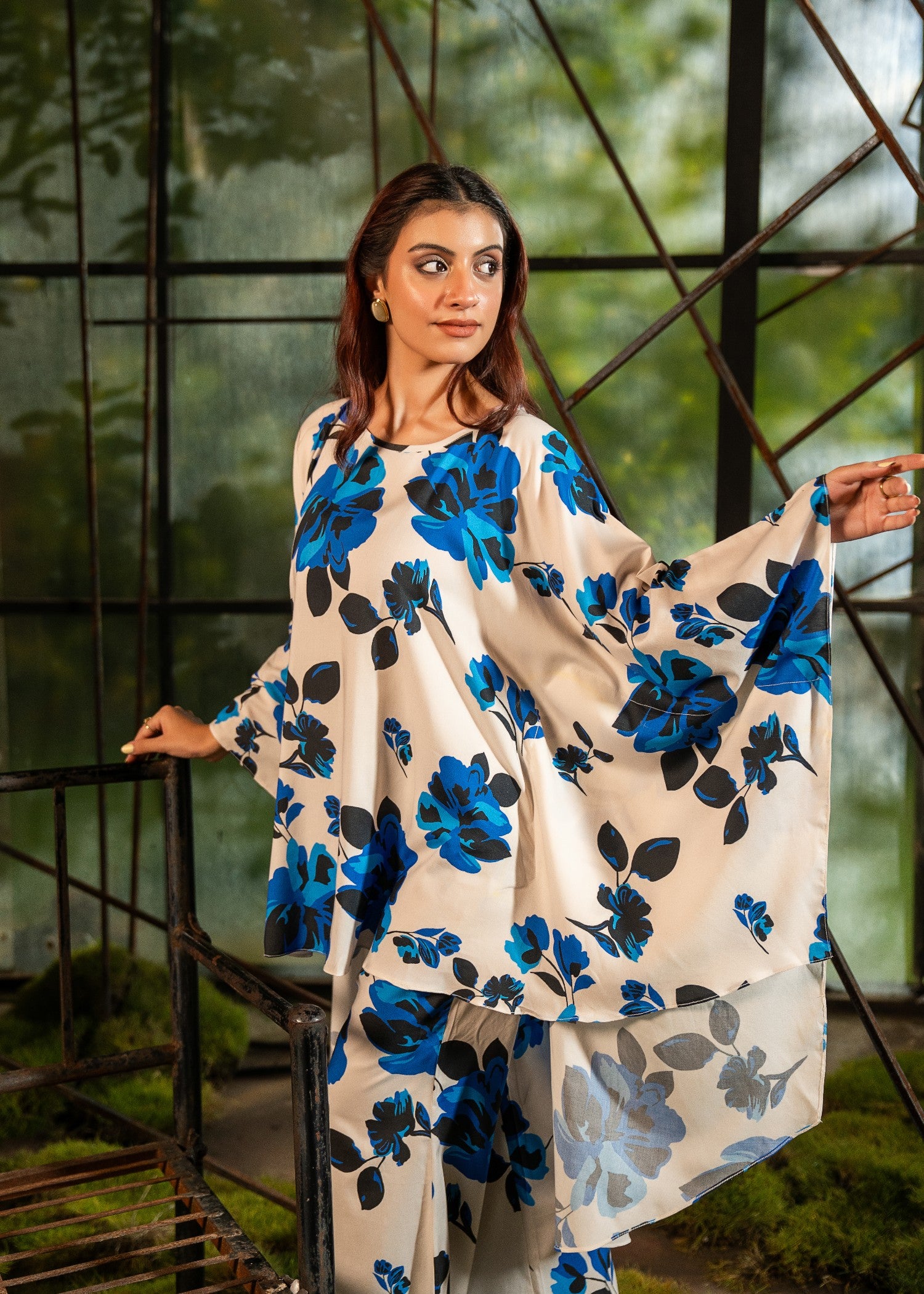 pure viscose Co Ord Sets in Sky blue, off-white, cobalt blue