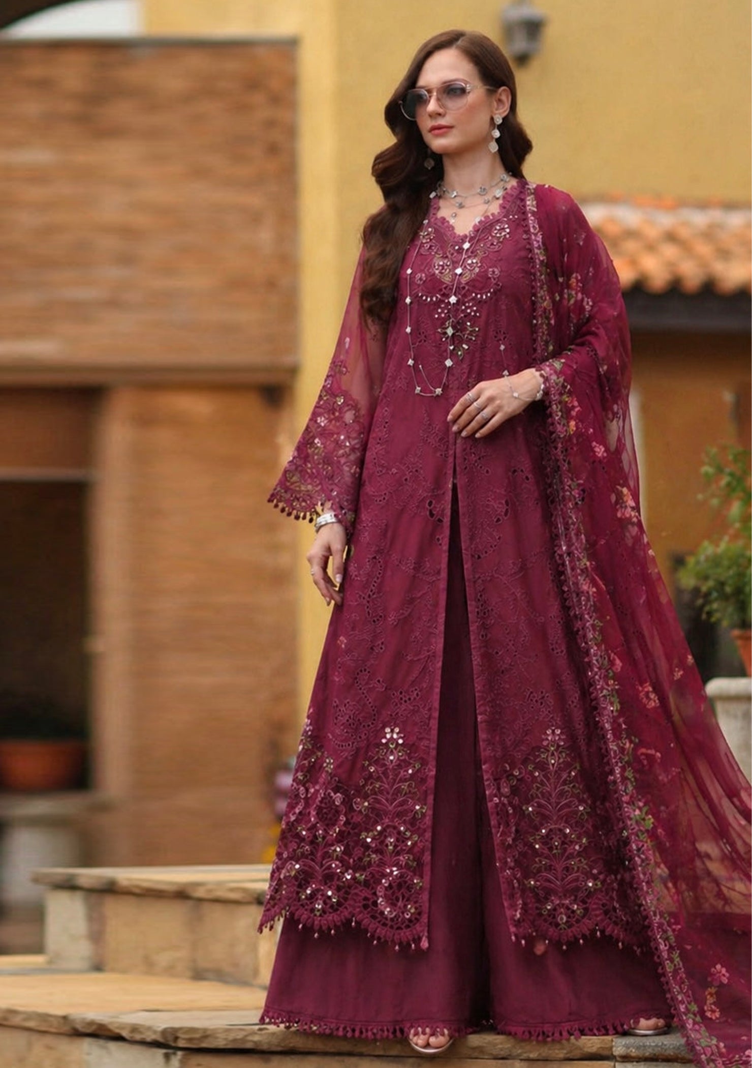 lawn Unstitched in Dark raspberry